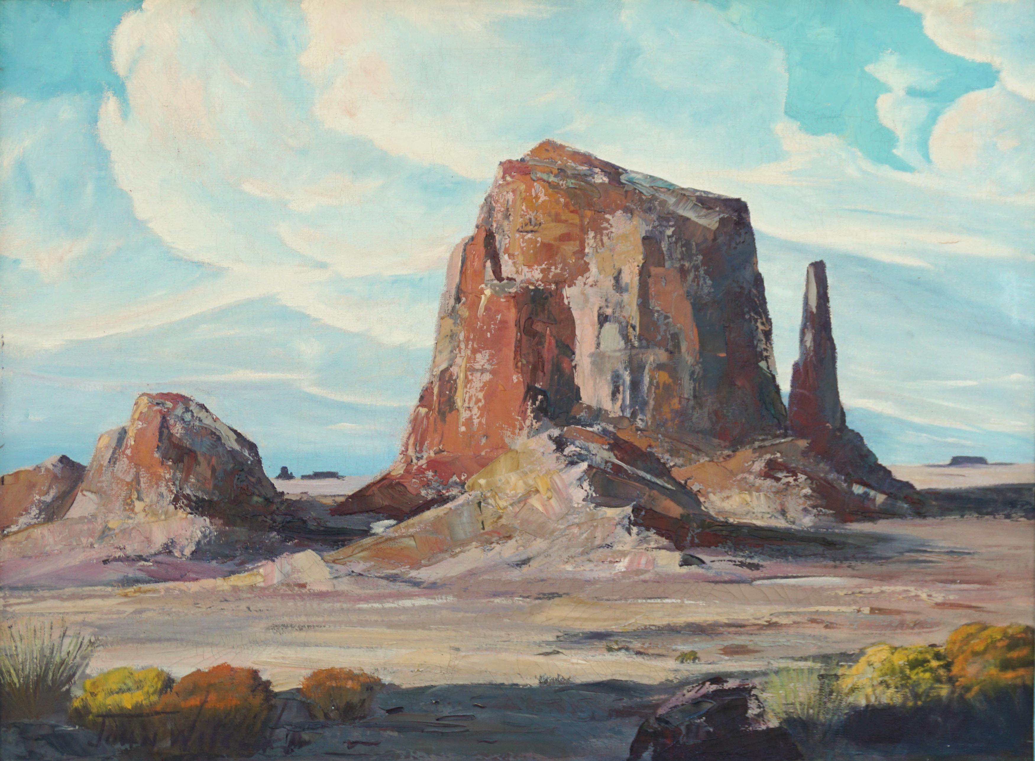 Sherman Rocks - Mid Century Utah Desert Rock Formation Landscape, 1940s - Painting by John W. Wilcox 