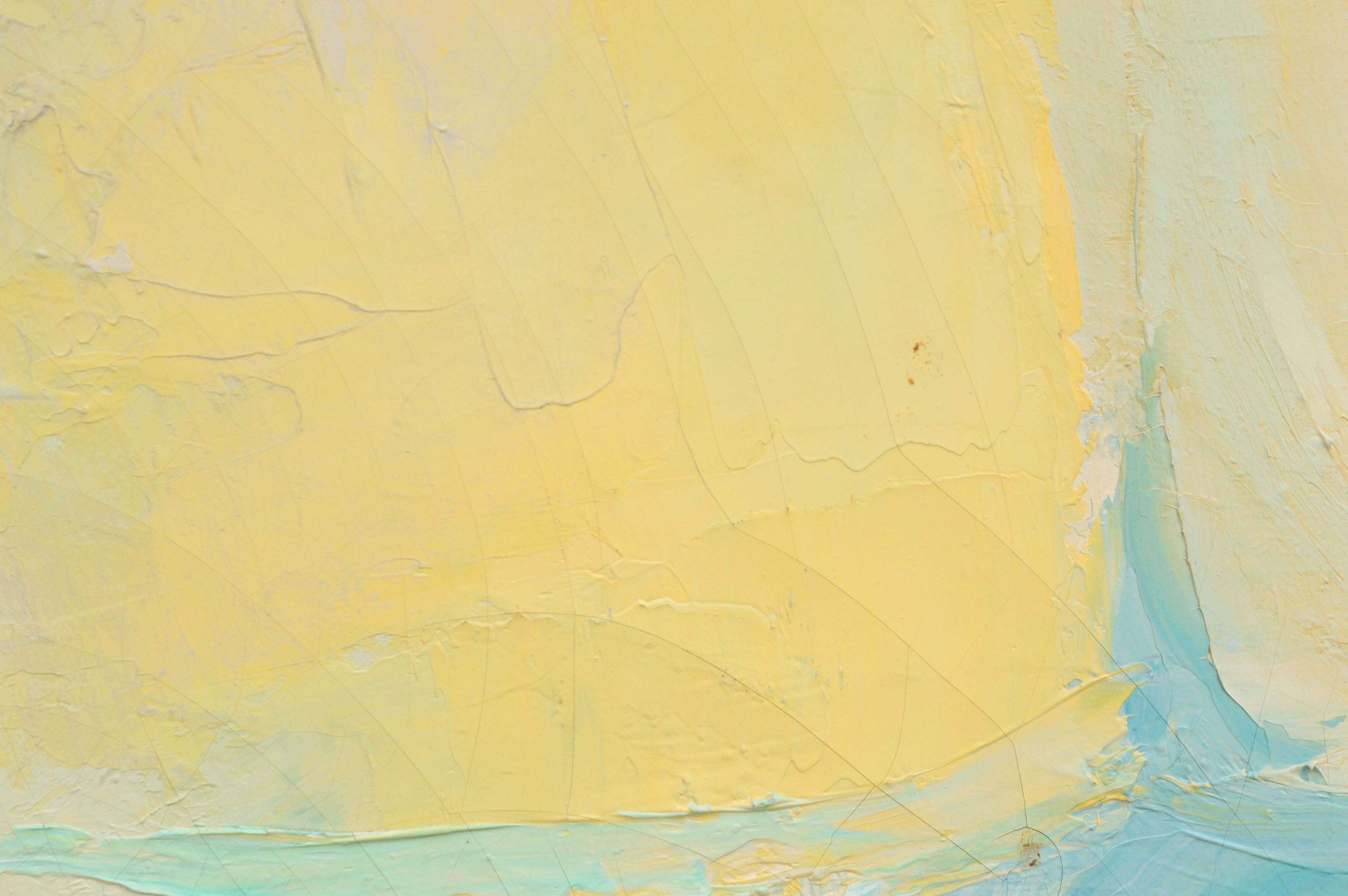 Mid Century 1960s Abstracted Color-Field Landscape with Green, Blue & Yellow 2