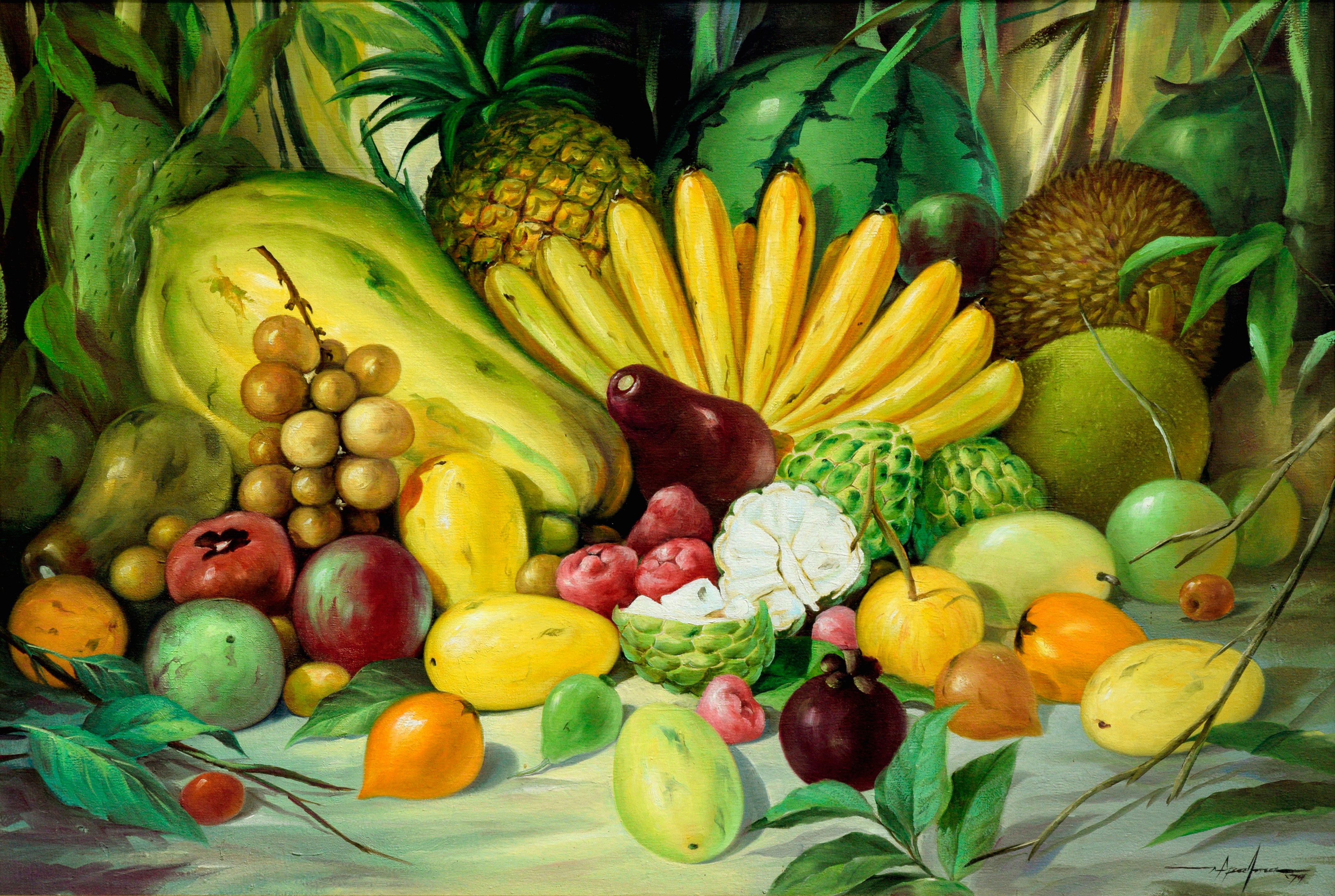 Tropical Fruit Still Life - Painting by Manuel Fernando de Palma
