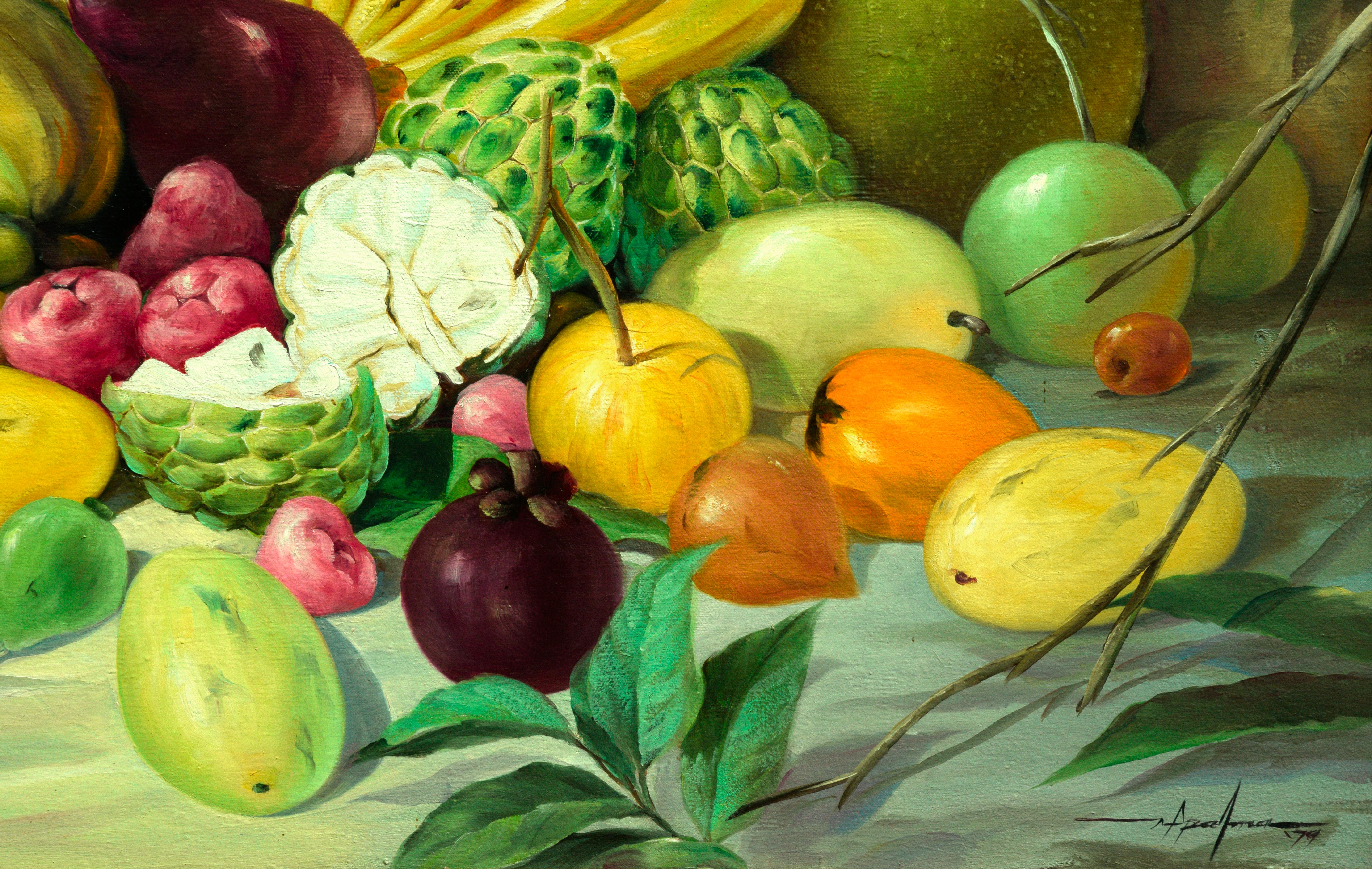 Tropical Fruit Still Life - Realist Painting by Manuel Fernando de Palma