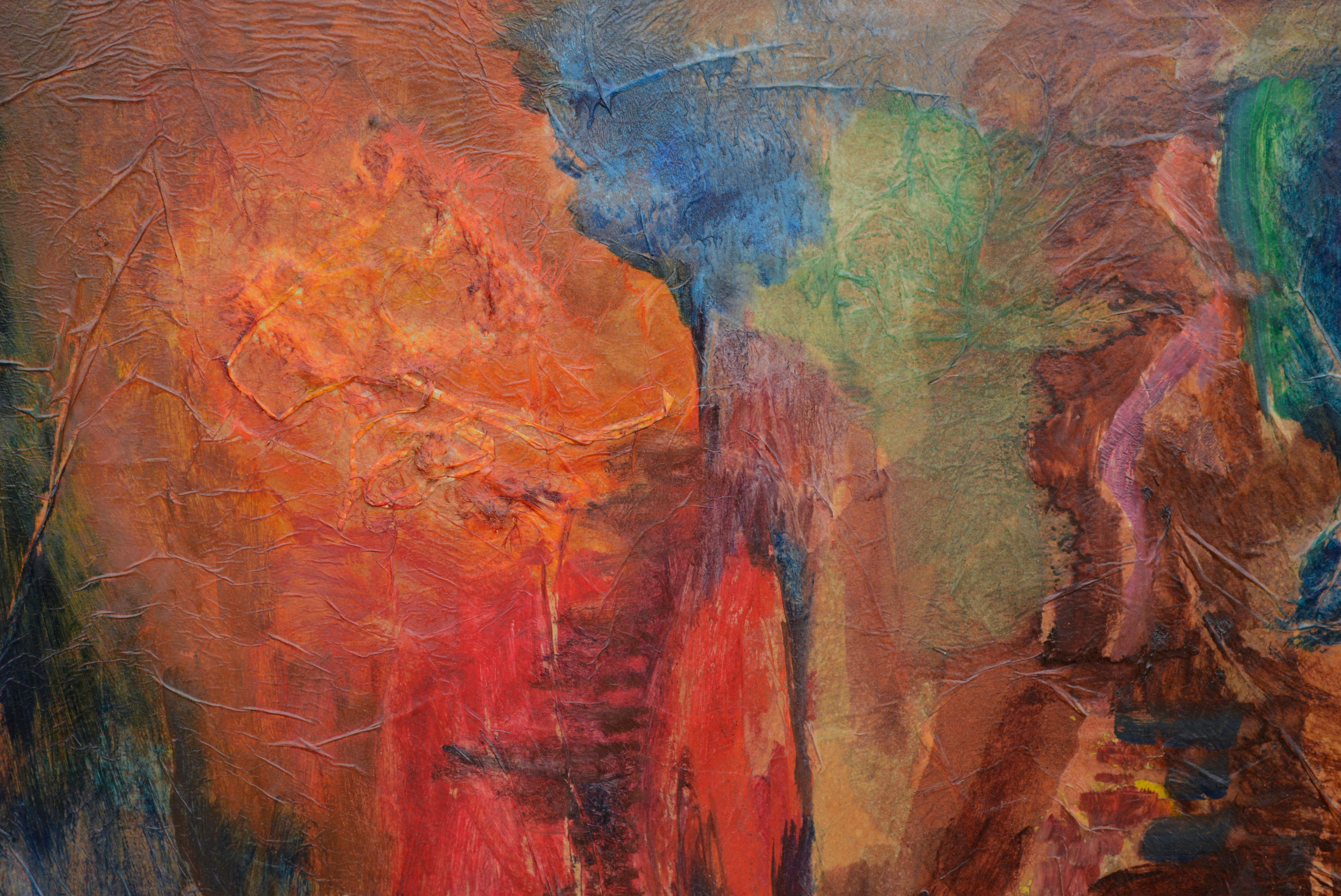 Étang chatoyant dans les bois abstrait de 1960 - Expressionnisme abstrait Painting par Rose Herzog