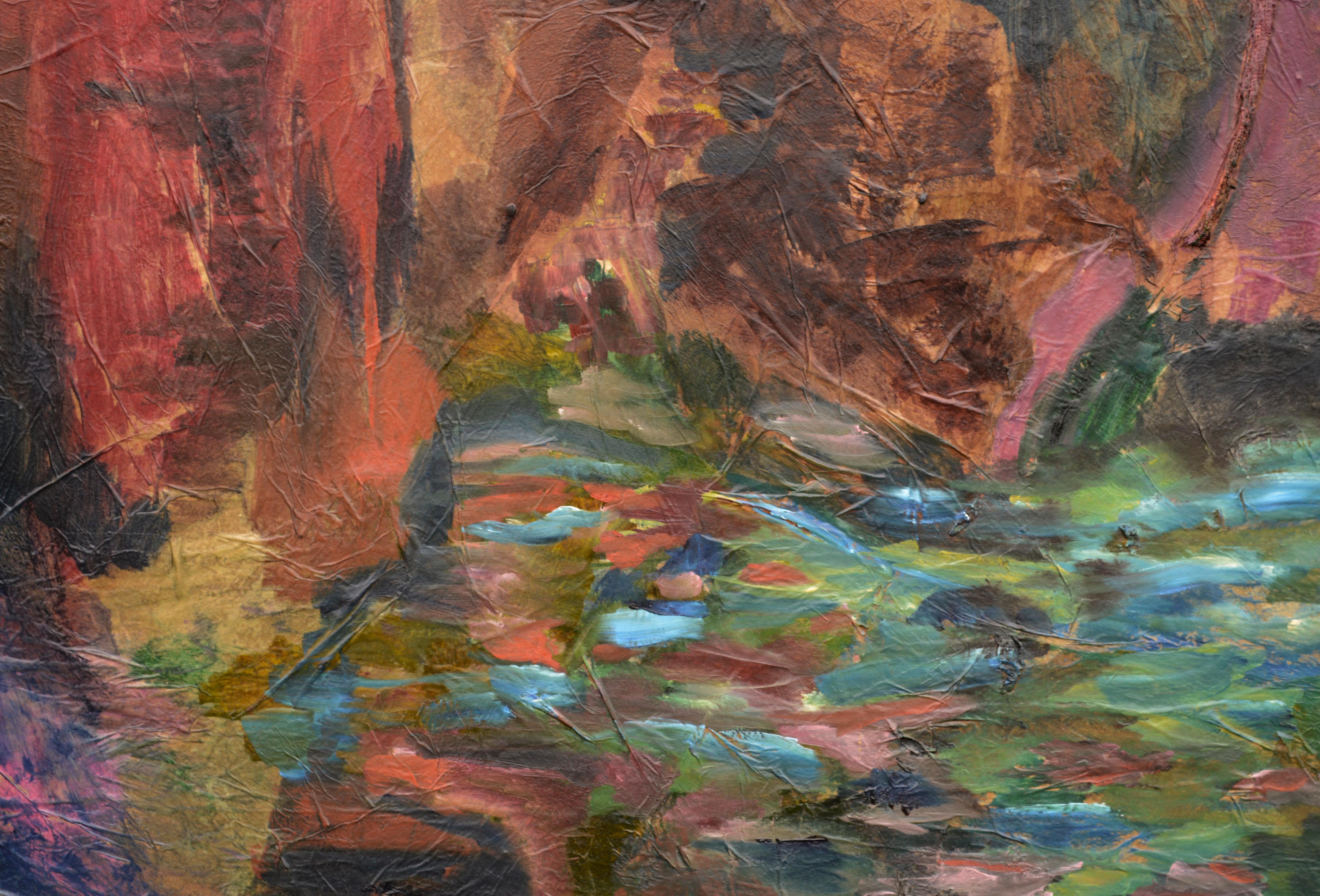 Shimmering Pond in the Woods Abstract 1960 - Abstract Expressionist Painting by Rose Herzog