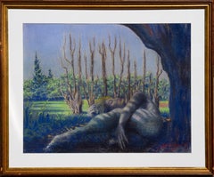 Vintage Figurative Landscape -- Sleeping Among the Trees 