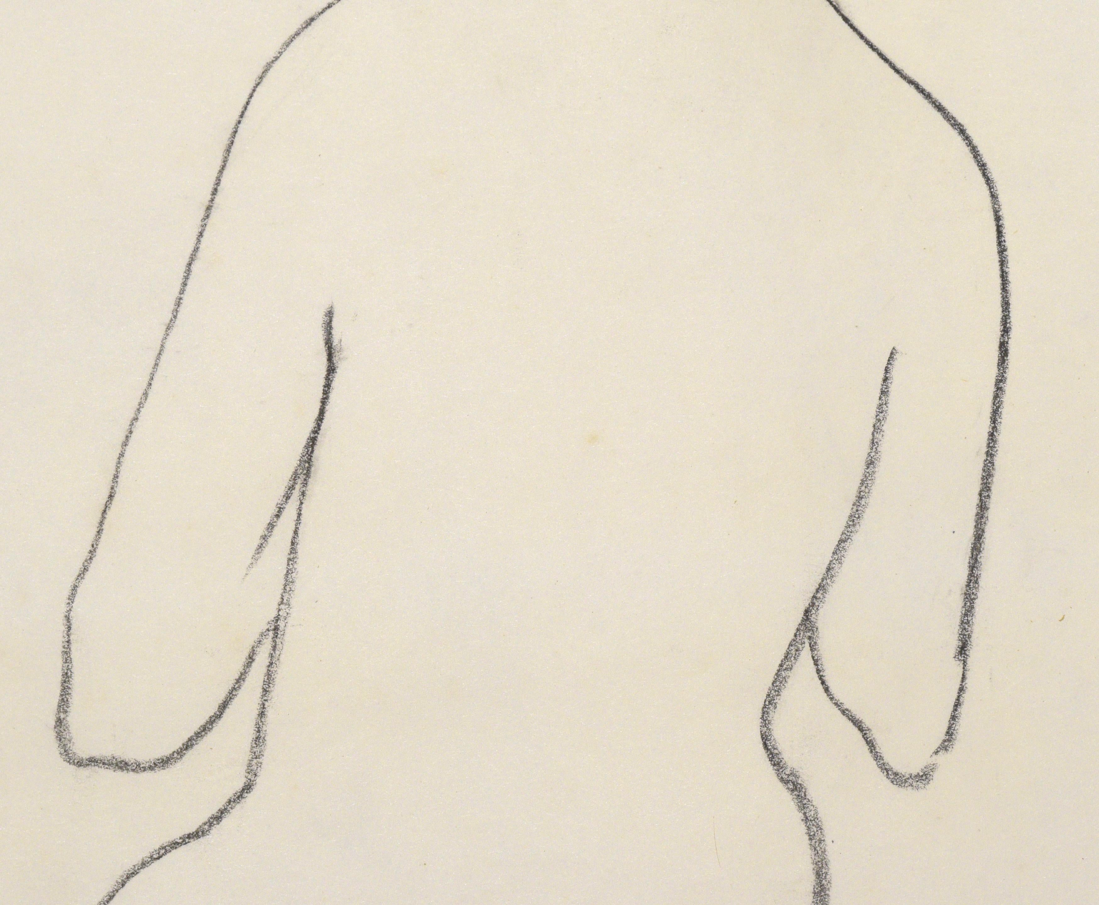 Dibujo figurativo a carboncillo de mediados de siglo, 