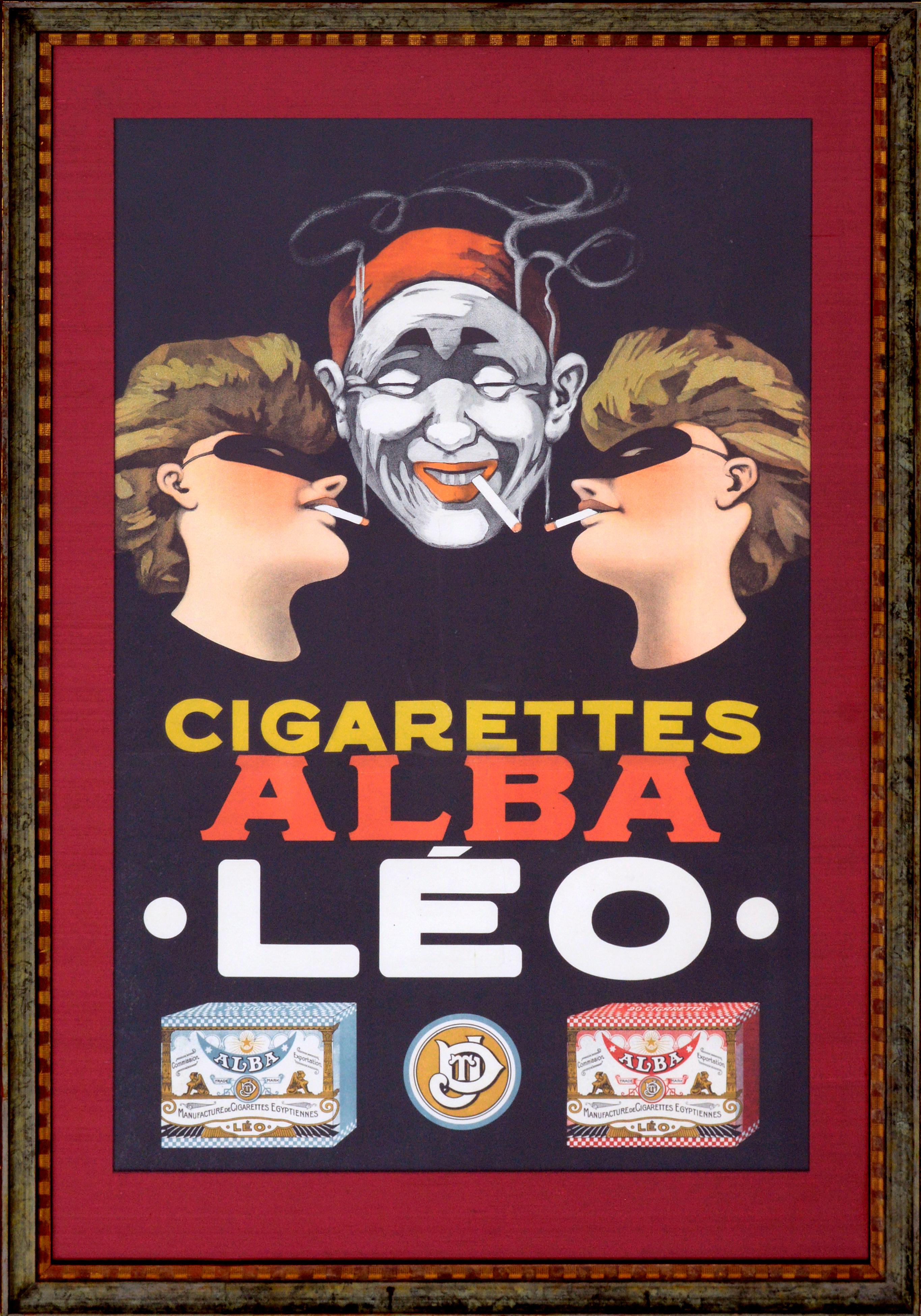 de Rycker Portrait Print - Original 1920's Vintage Art Deco Alba Leo Cigarettes Advertisement Poster
