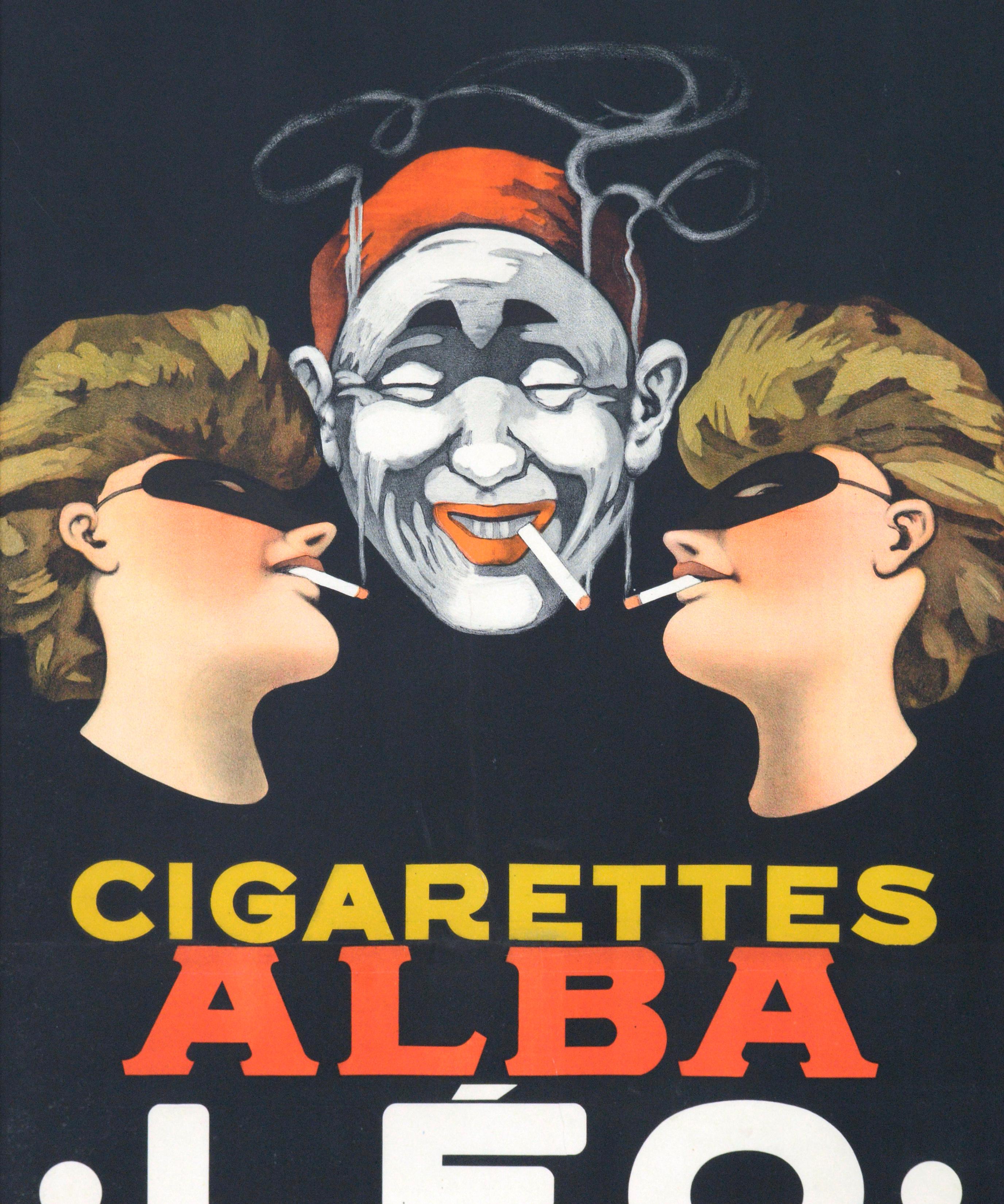 Affiche publicitaire originale de cigares Art Déco Alba Leo vintage des années 1920 - Art déco Print par de Rycker