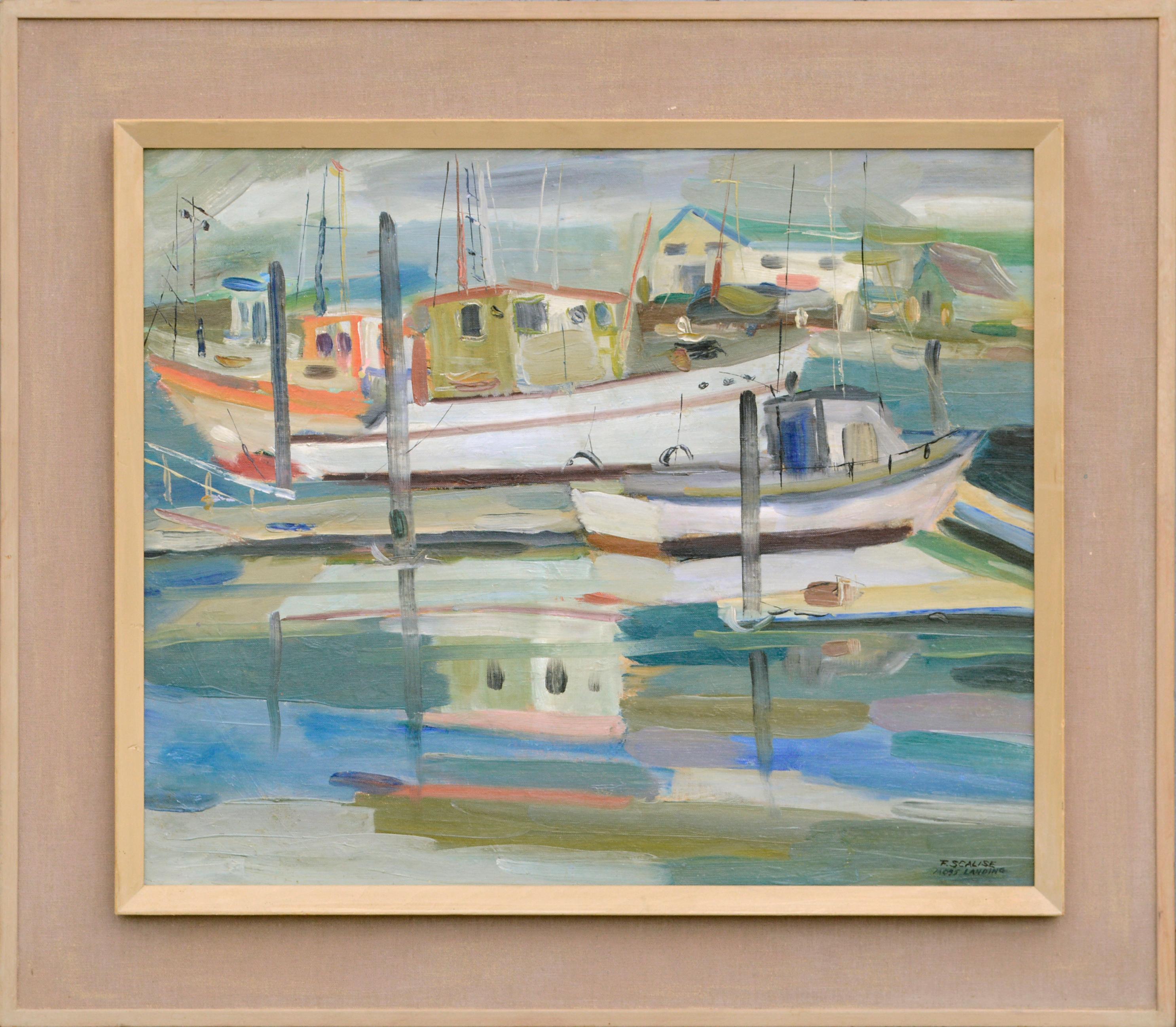 Frank Scalise Landscape Painting - "Moss Landing" Harbor Landscape