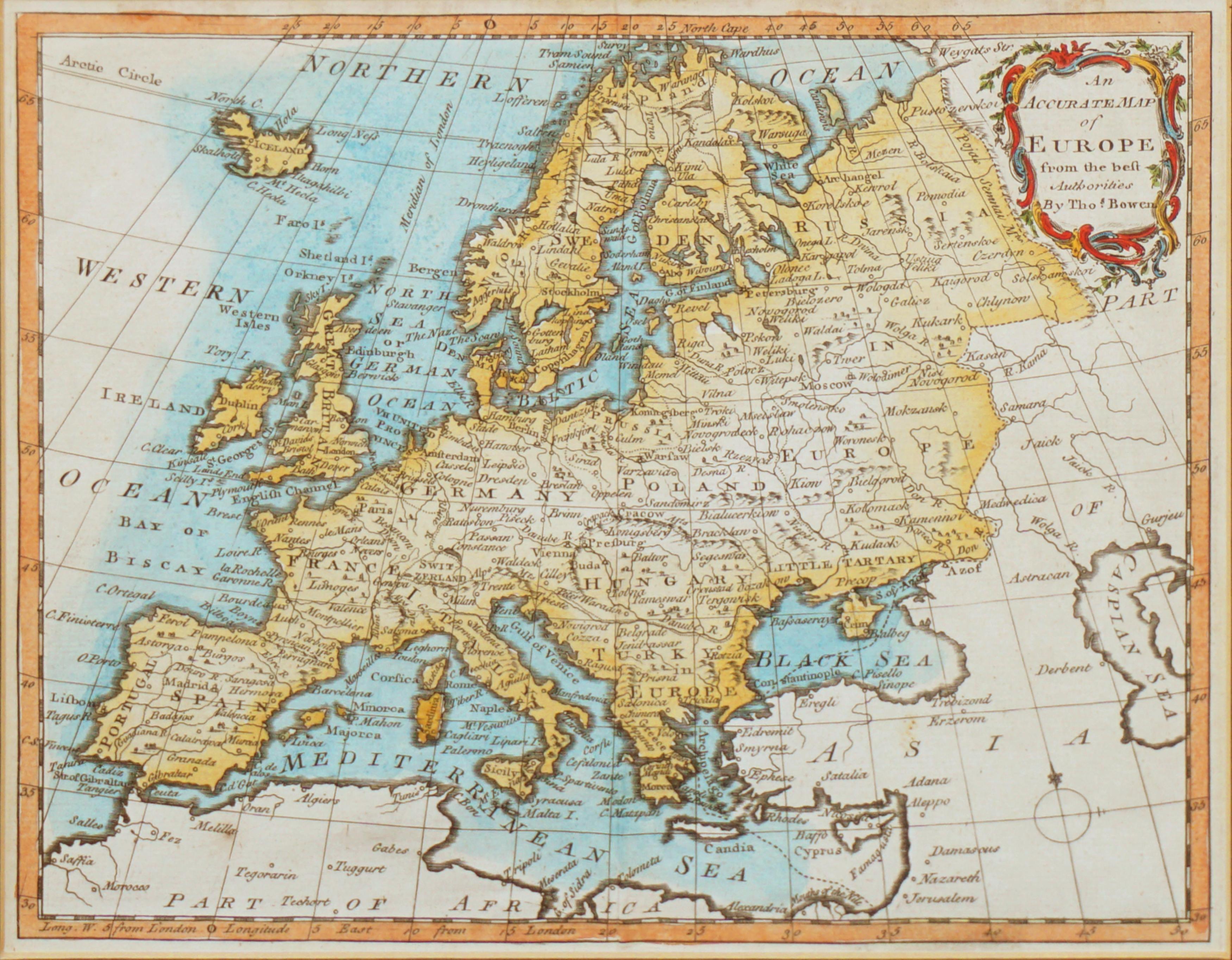 18th Century Map of Europe – Print von Thomas Bowen