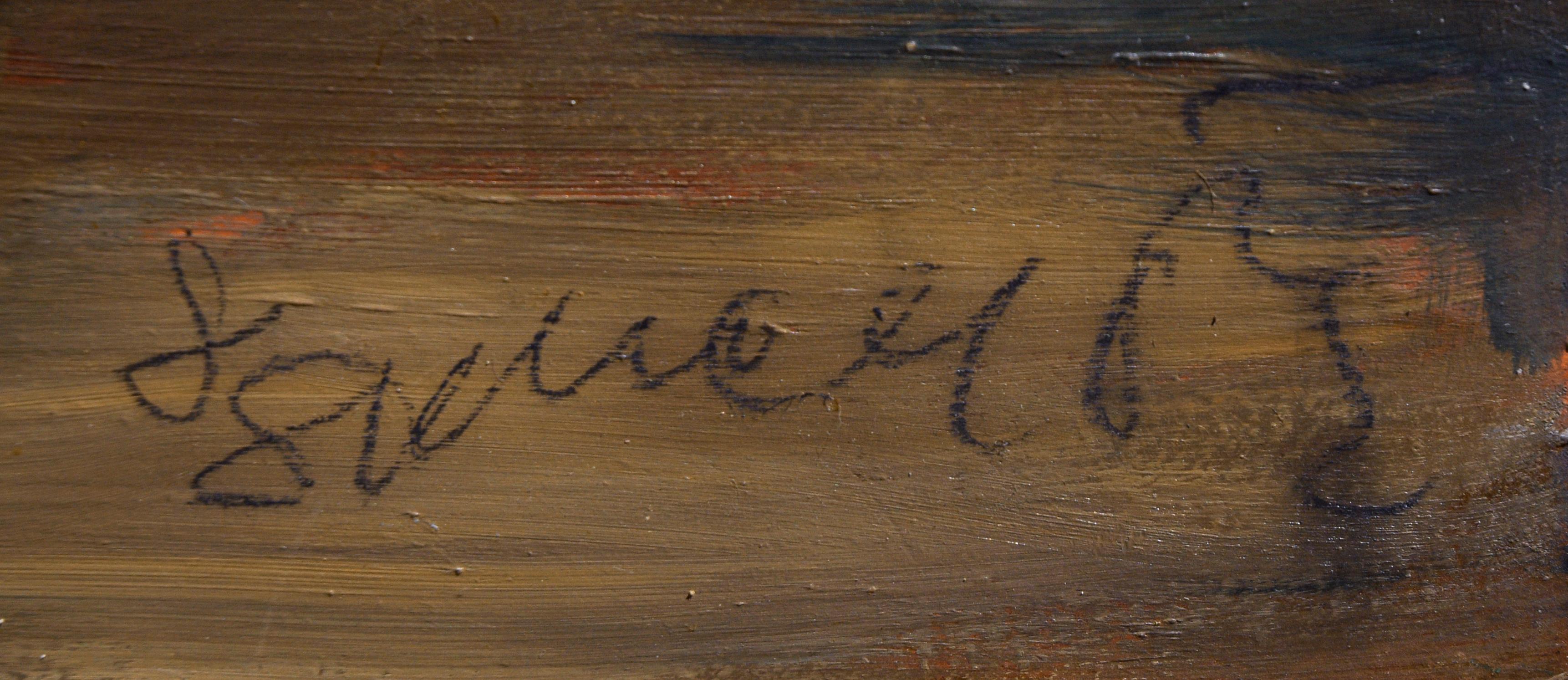 Acogedora y cálida escena de comedor interior de S. Spencer (estadounidense, siglo XX). Firmado y fechado 