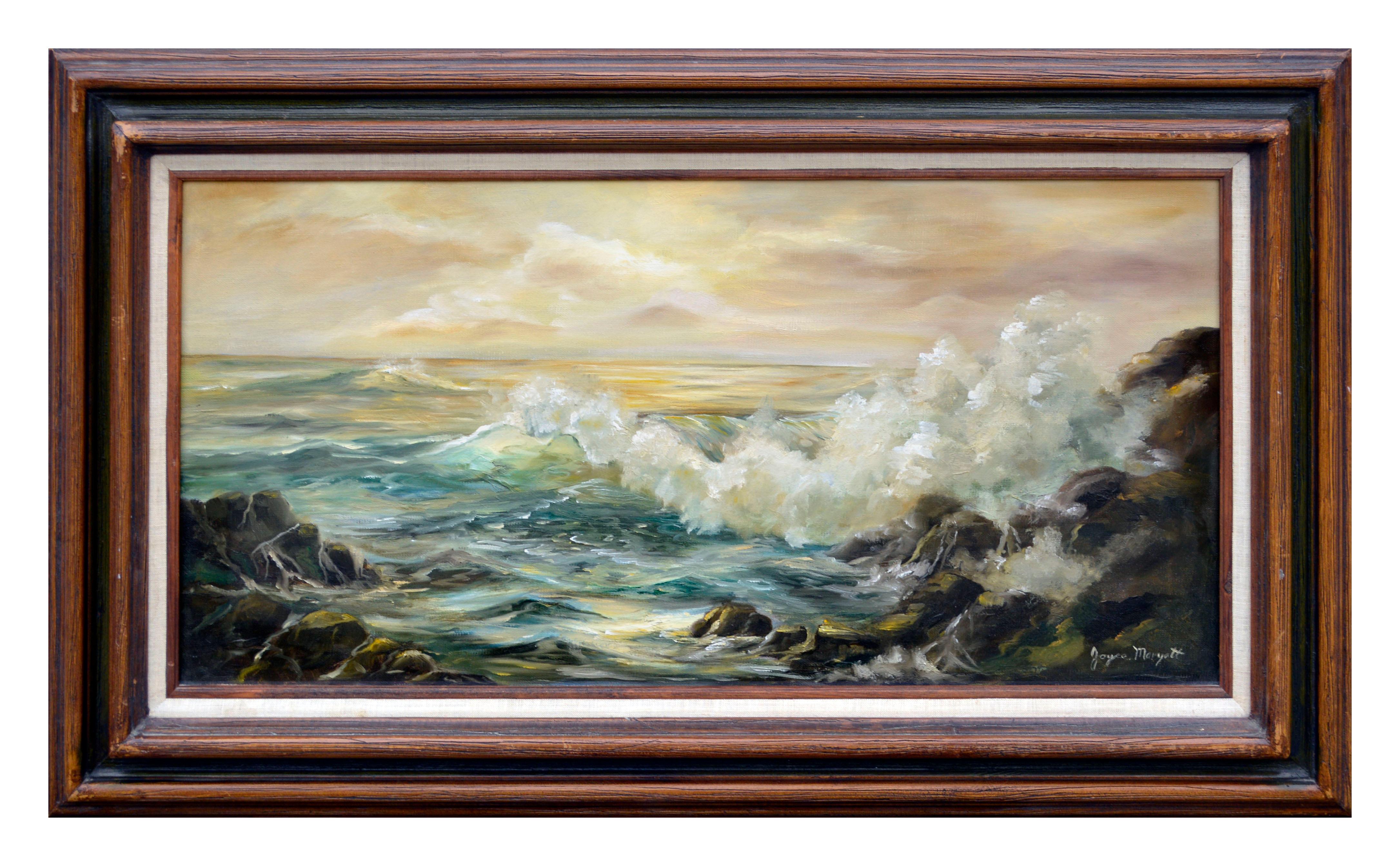 Joyce Maryatt Landscape Painting - Mid Century California Sunset Seascape