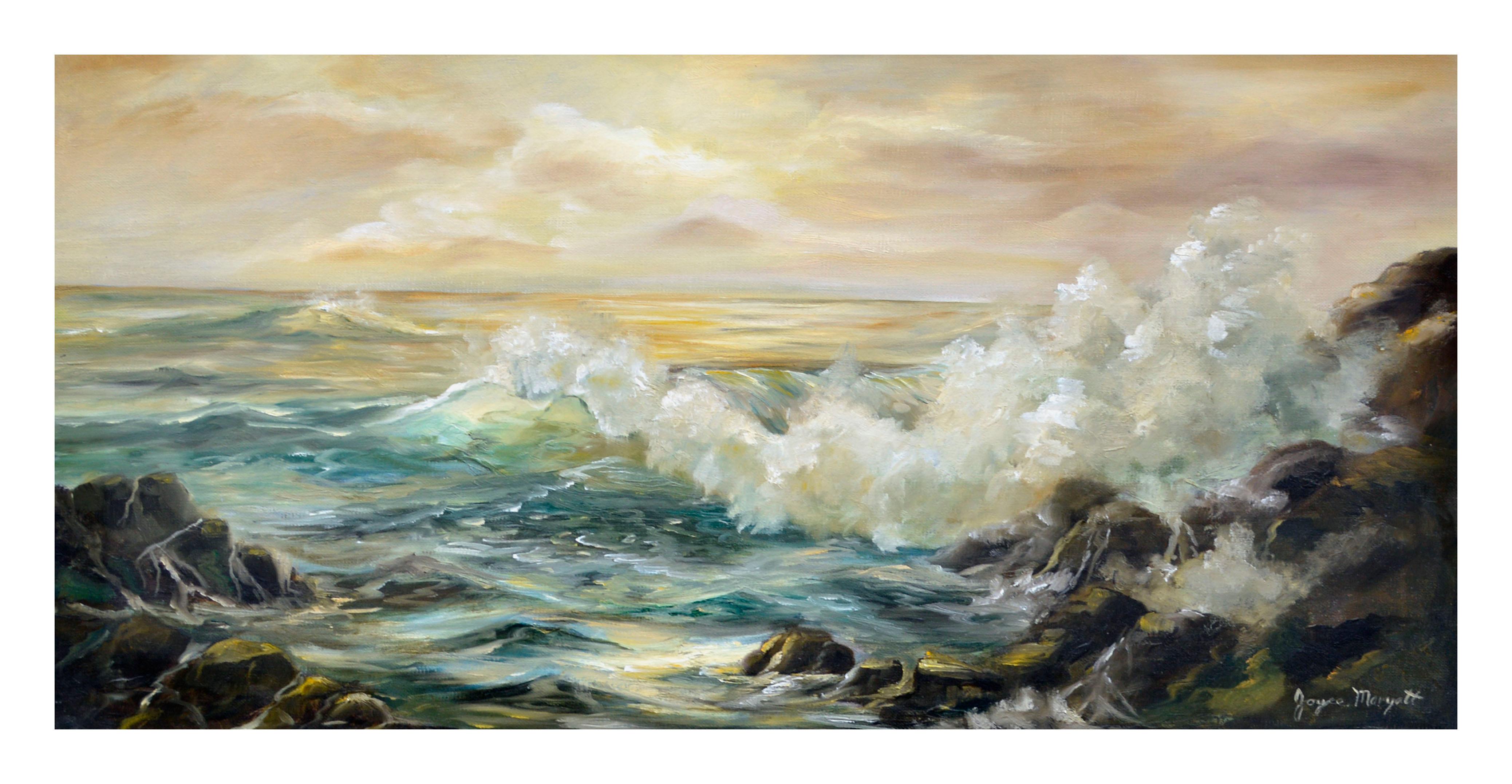 Mid Century California Sunset Seascape - Painting by Joyce Maryatt