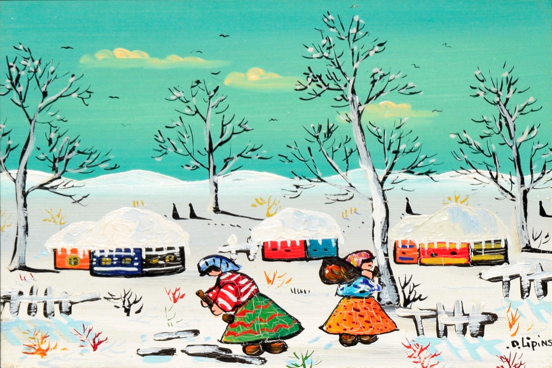 Winter-Landschaft – Painting von D. Lipinski