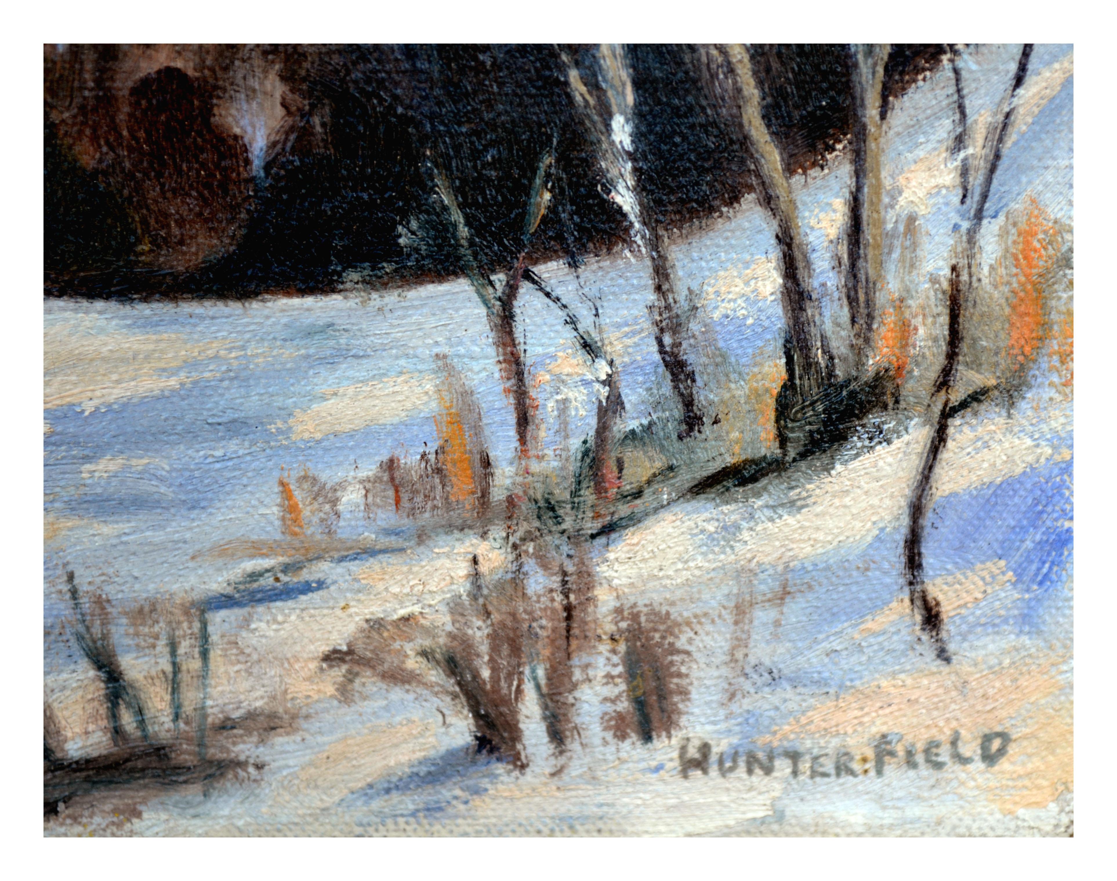 Mid Century Brow of the Hill Winter Landscape - American Impressionist Painting by Hunter Field
