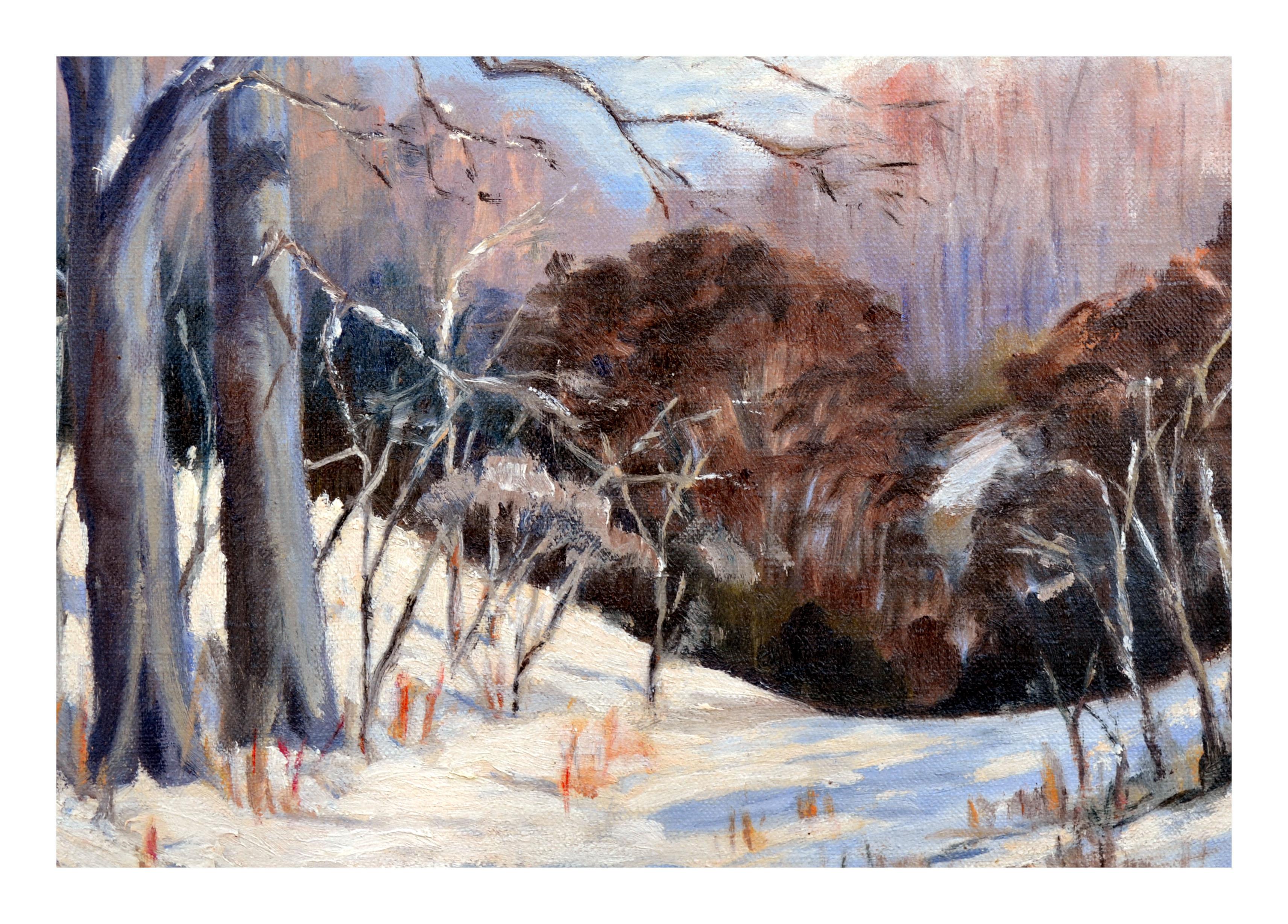 Mid-Century Brow of the Hill Winterlandschaft – Painting von Hunter Field