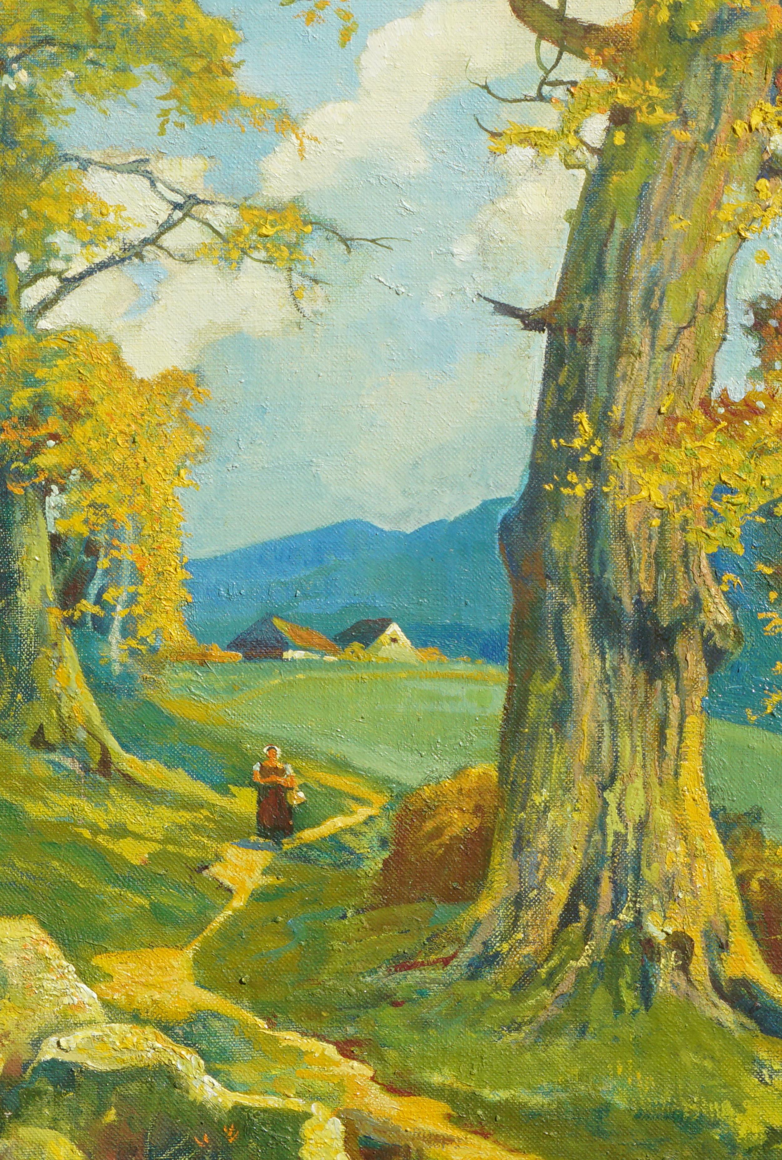 Visiting Day - Kalifornien, figürliche Landschaft aus der Mitte des Jahrhunderts – Painting von William Hiller