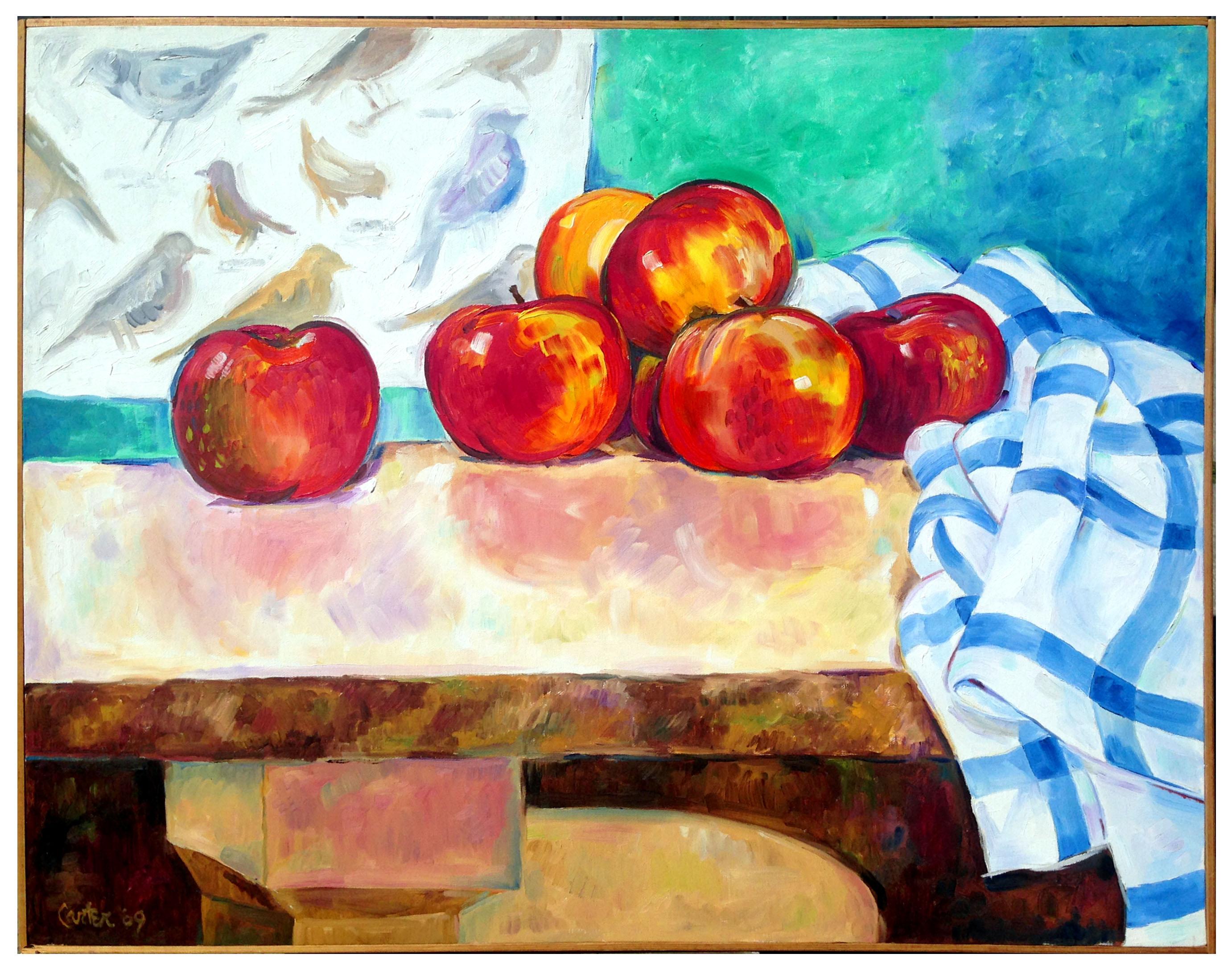 Bob Carter Still-Life Painting - Apples and Birds Still Life