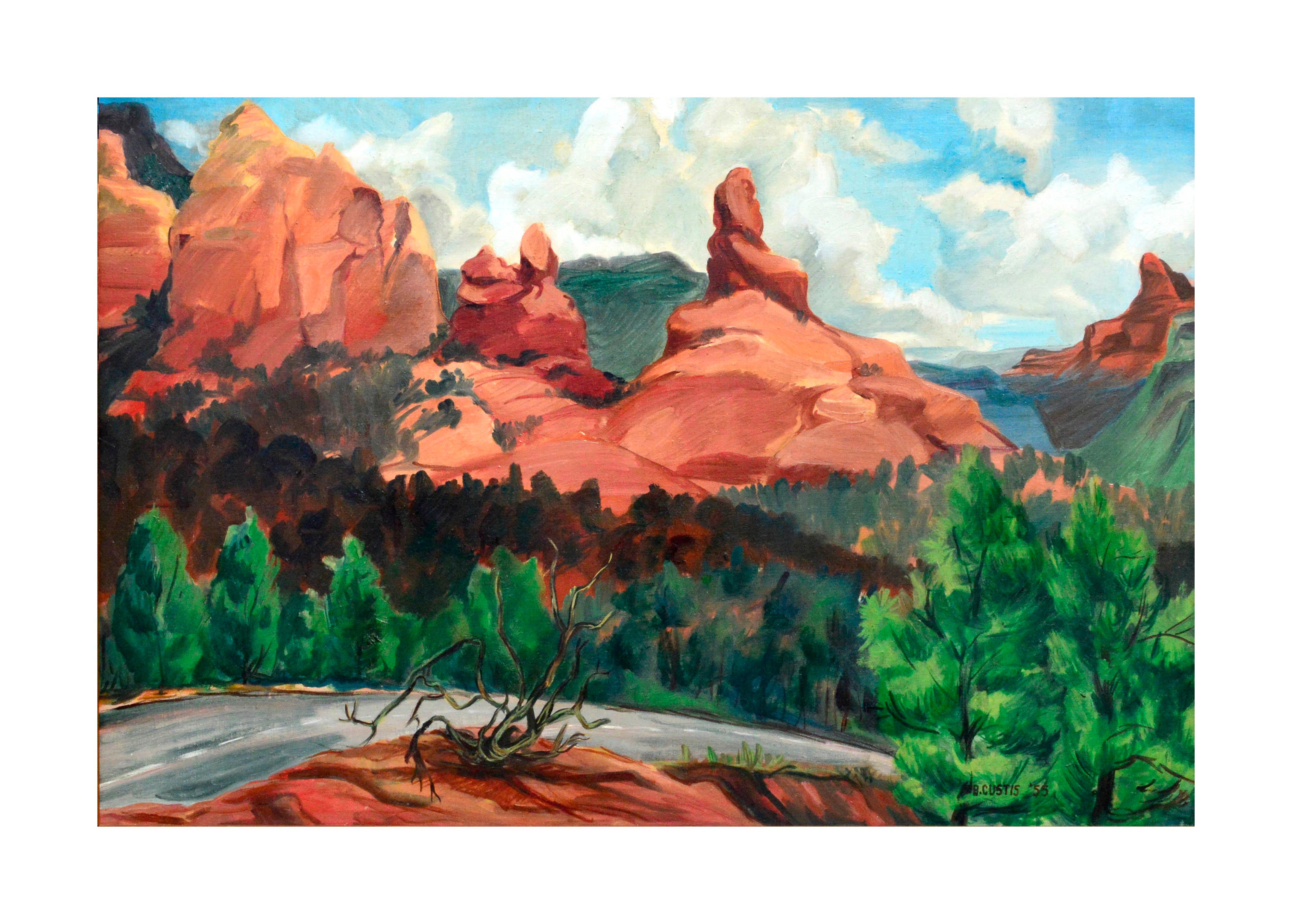 Mid Century South Coyote Buttes, Arizona Landscape - Painting by Bob Custis