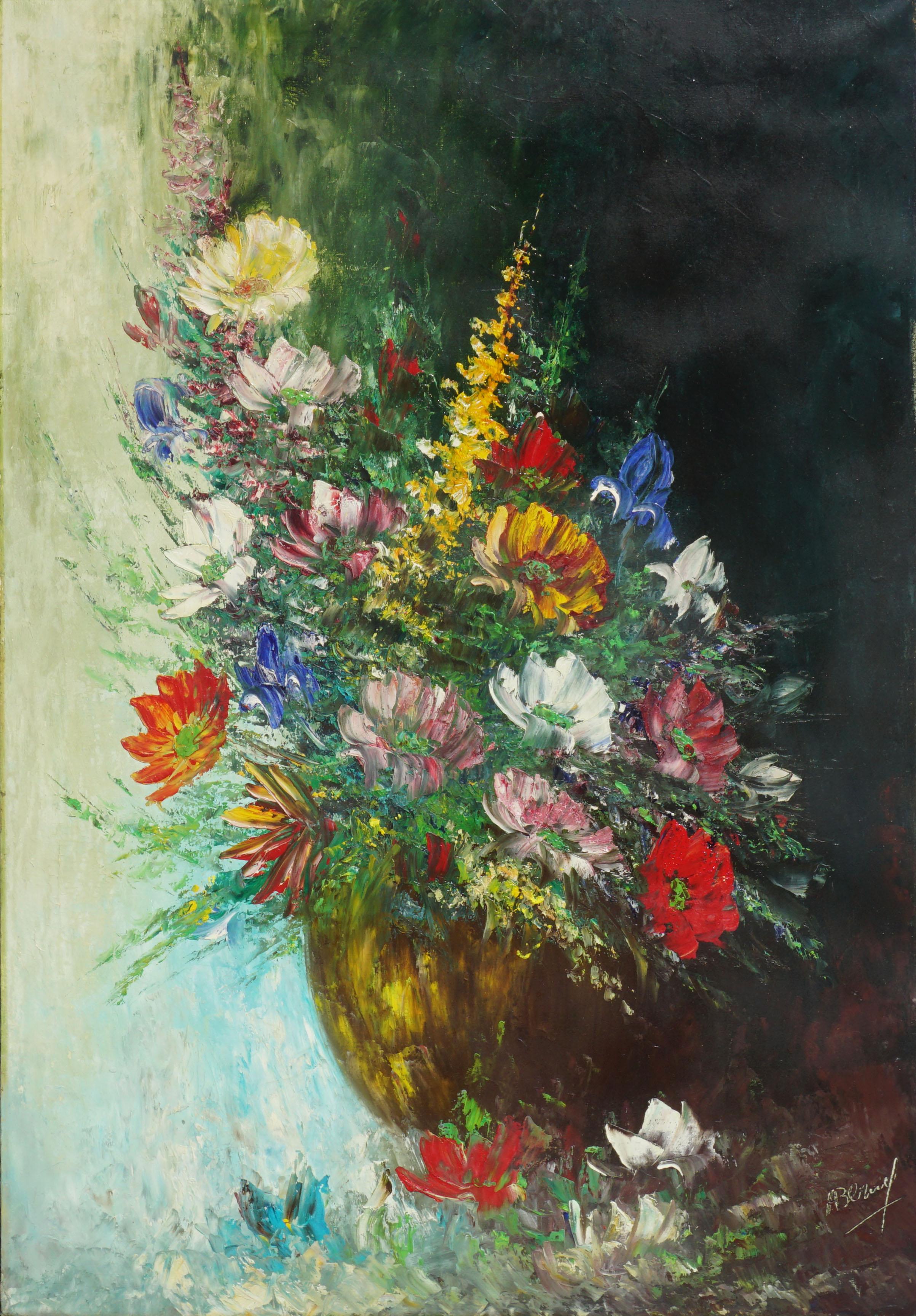 Unknown Still-Life Painting - "In Full Blossom" - Mid Century Summer Floral Still Life