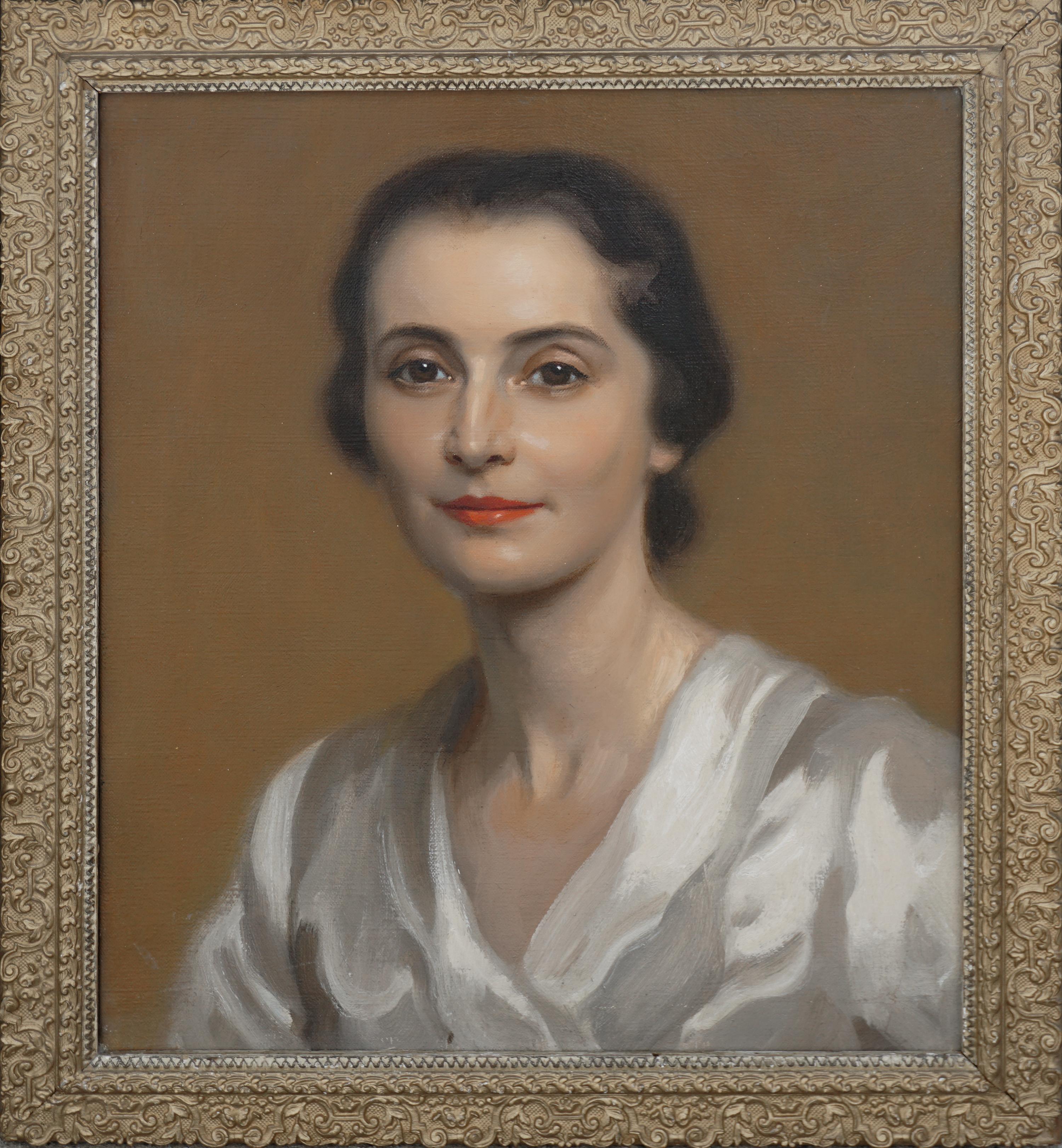 Alfred Jonniaux Portrait Painting - Mid Century Portrait of the Artist's Wife