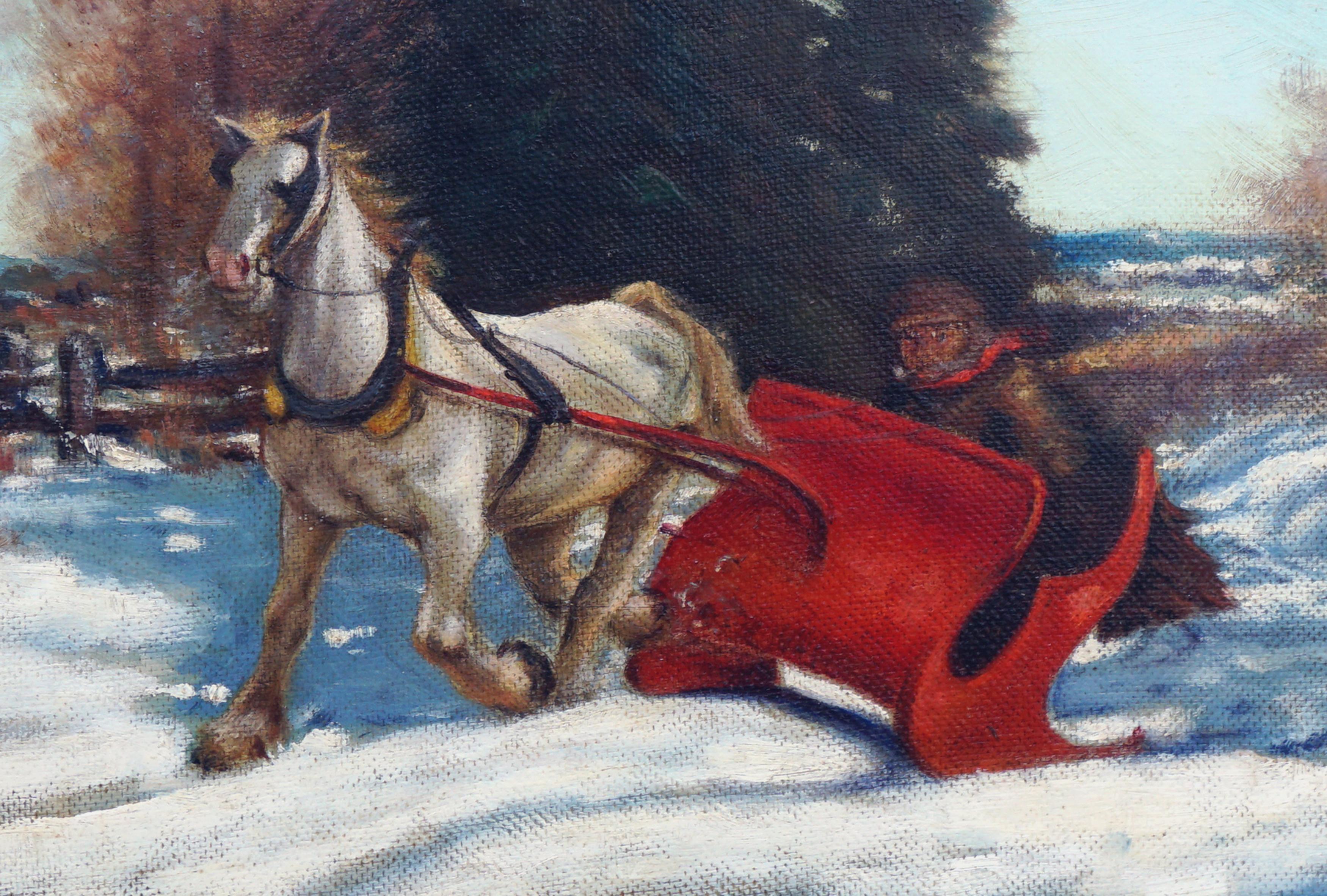 Winter-Schneelaufzug (Amerikanischer Impressionismus), Painting, von CJ Allison