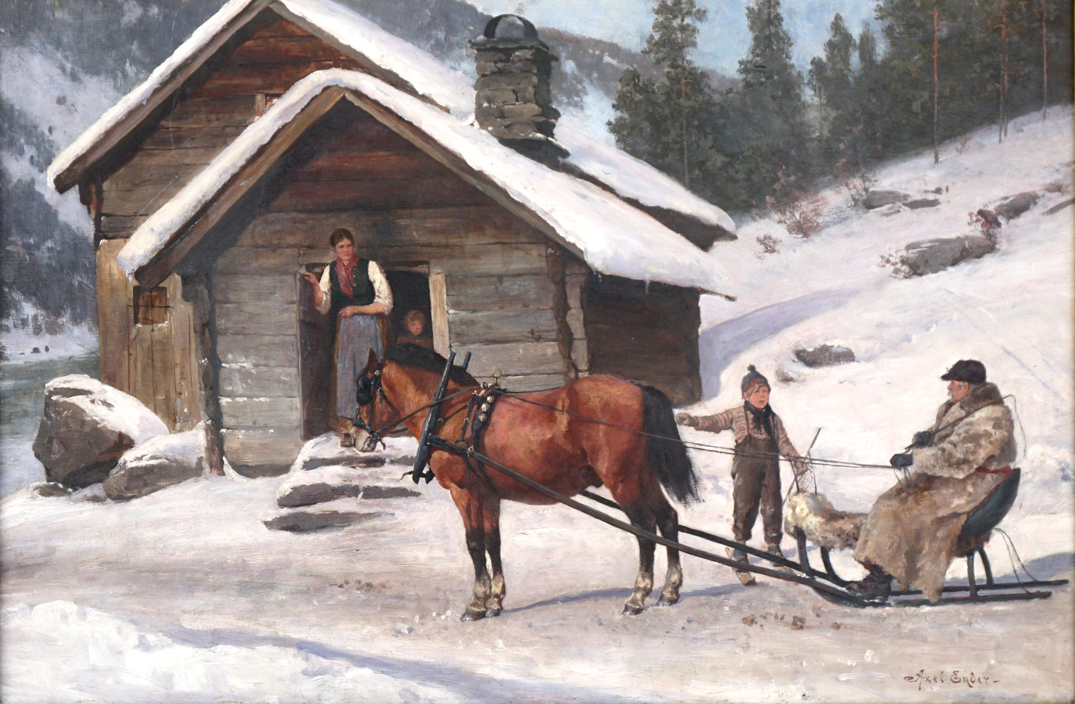 Winter Winters Besuch Norwegische Szene von Axel Hjalmar Ender 1