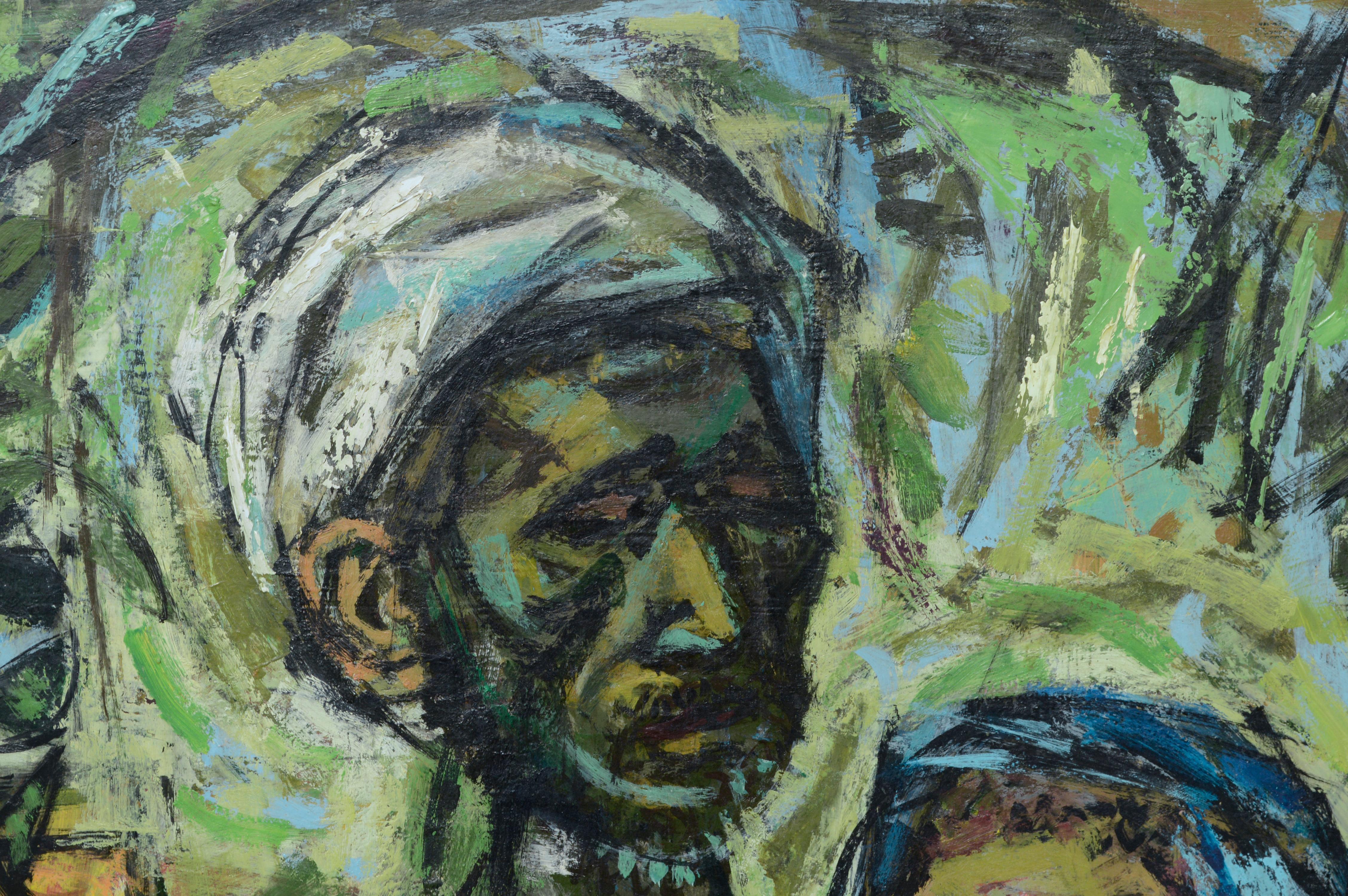„Faith“:: Porträt eines Paares aus dem Nahen Osten:: ausgestellt von Artists Equity New York (Kubismus), Painting, von Gail Cole