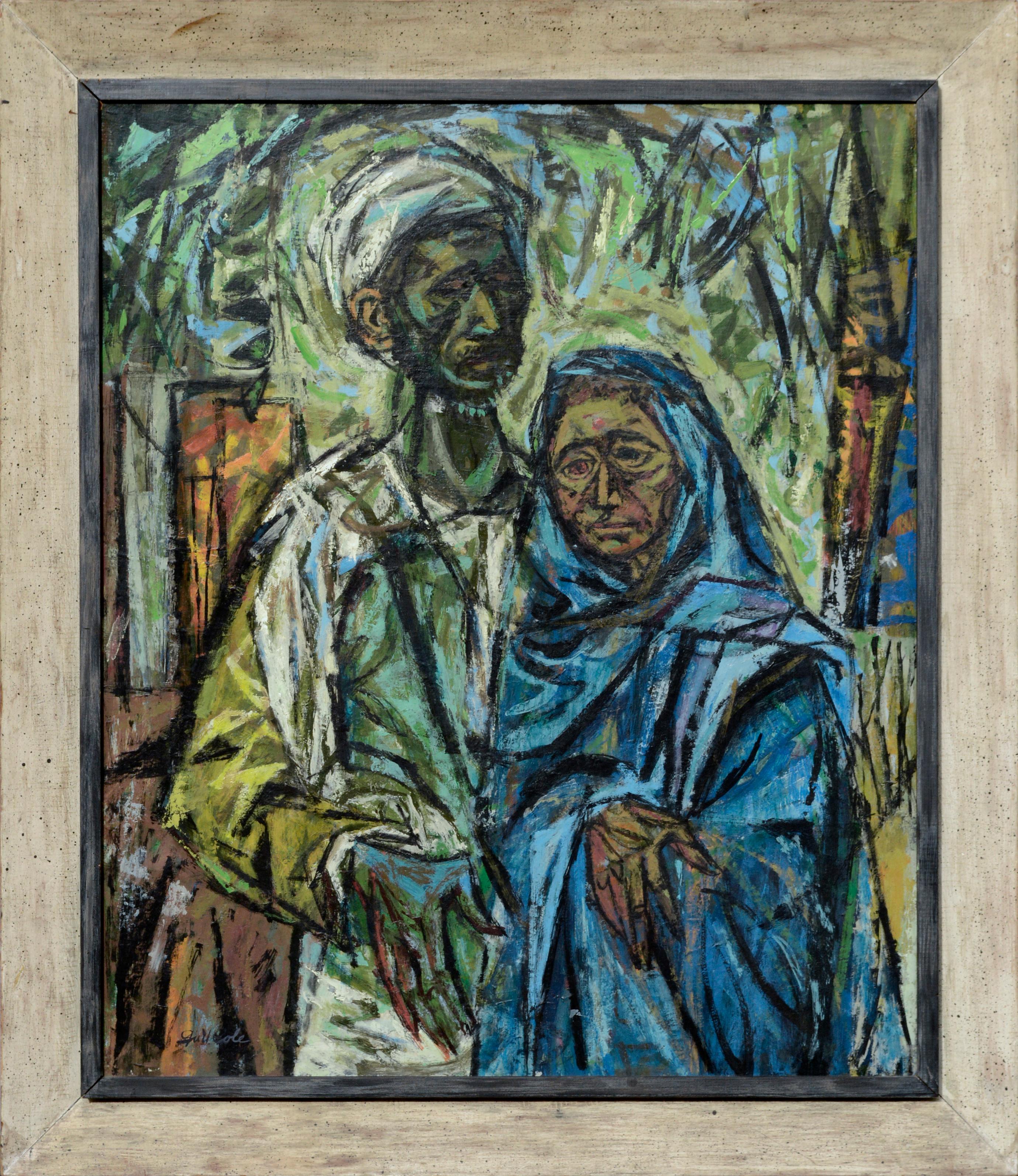 Gail Cole Abstract Painting - "Faith", Portrait of a Middle Eastern Couple, Exhibited Artists Equity New York