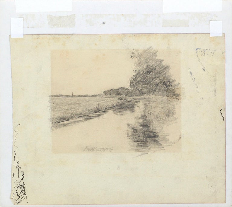 Unknown Reflektionen auf dem Teich, LandschaftsBleistiftzeichnung