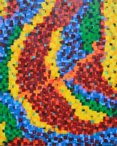 "Mile Markers", Large Scale Geometric Abstract with Primary Color Squares 