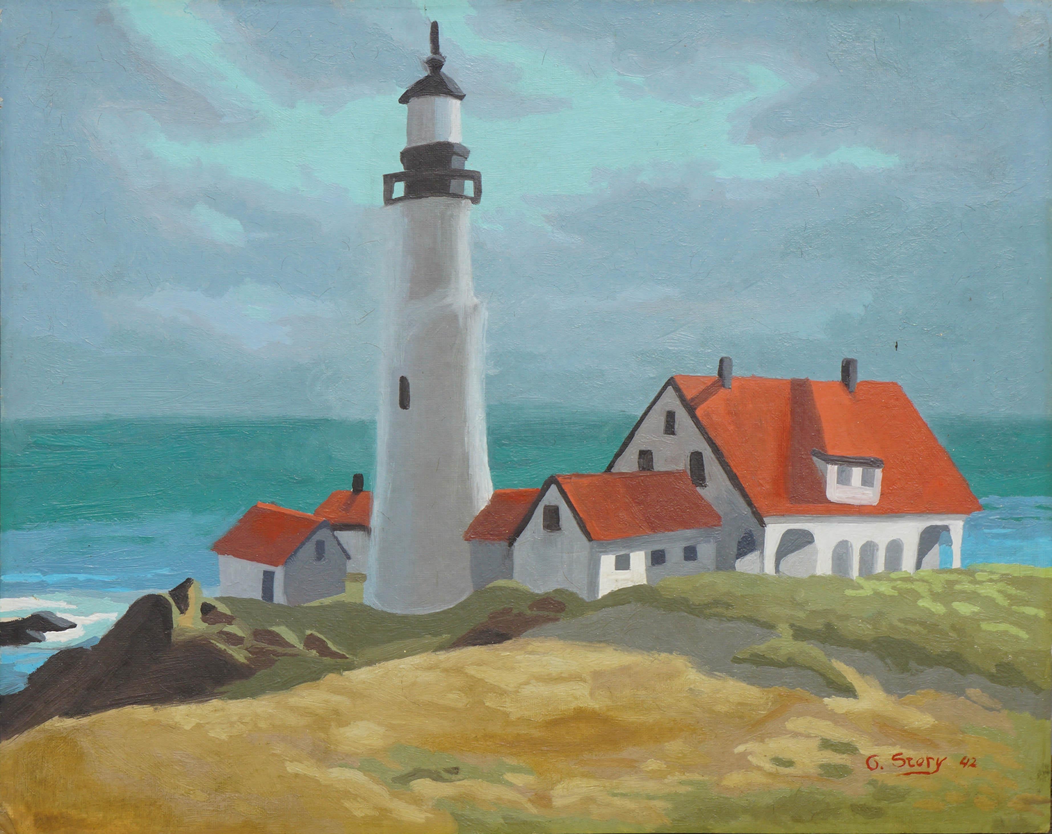 G. Story Landscape Painting - Portland Head Lighthouse, Maine