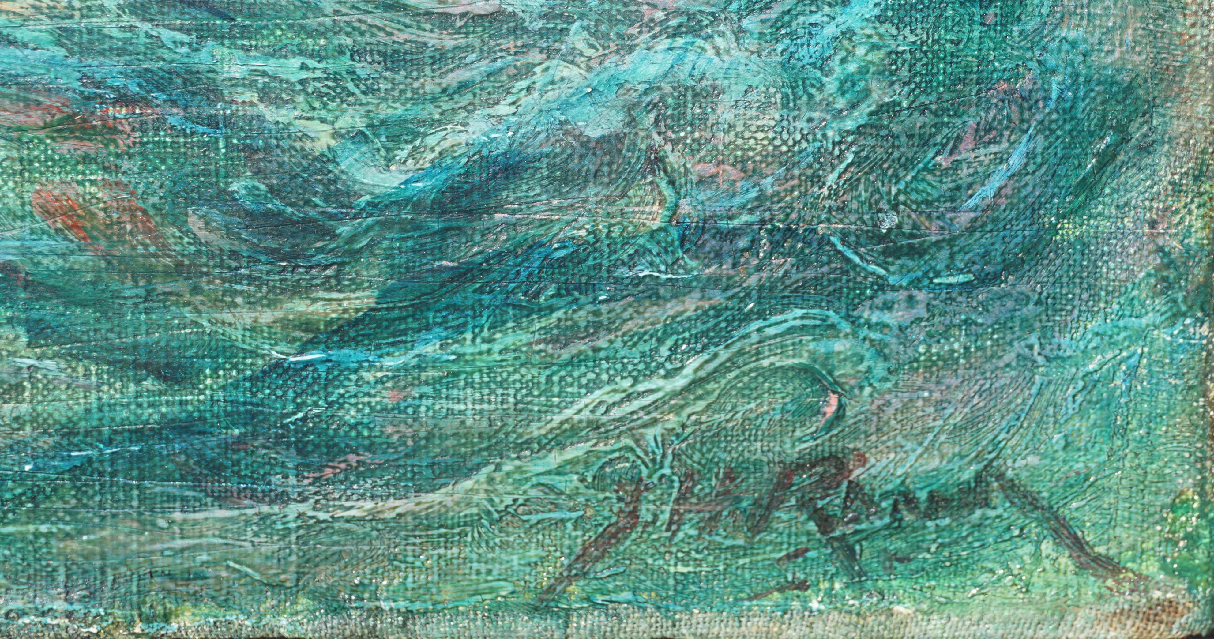 Vague de l'océan et coucher de soleil, paysage marin des années 1920 - Fauvisme Painting par John Henry Ramm