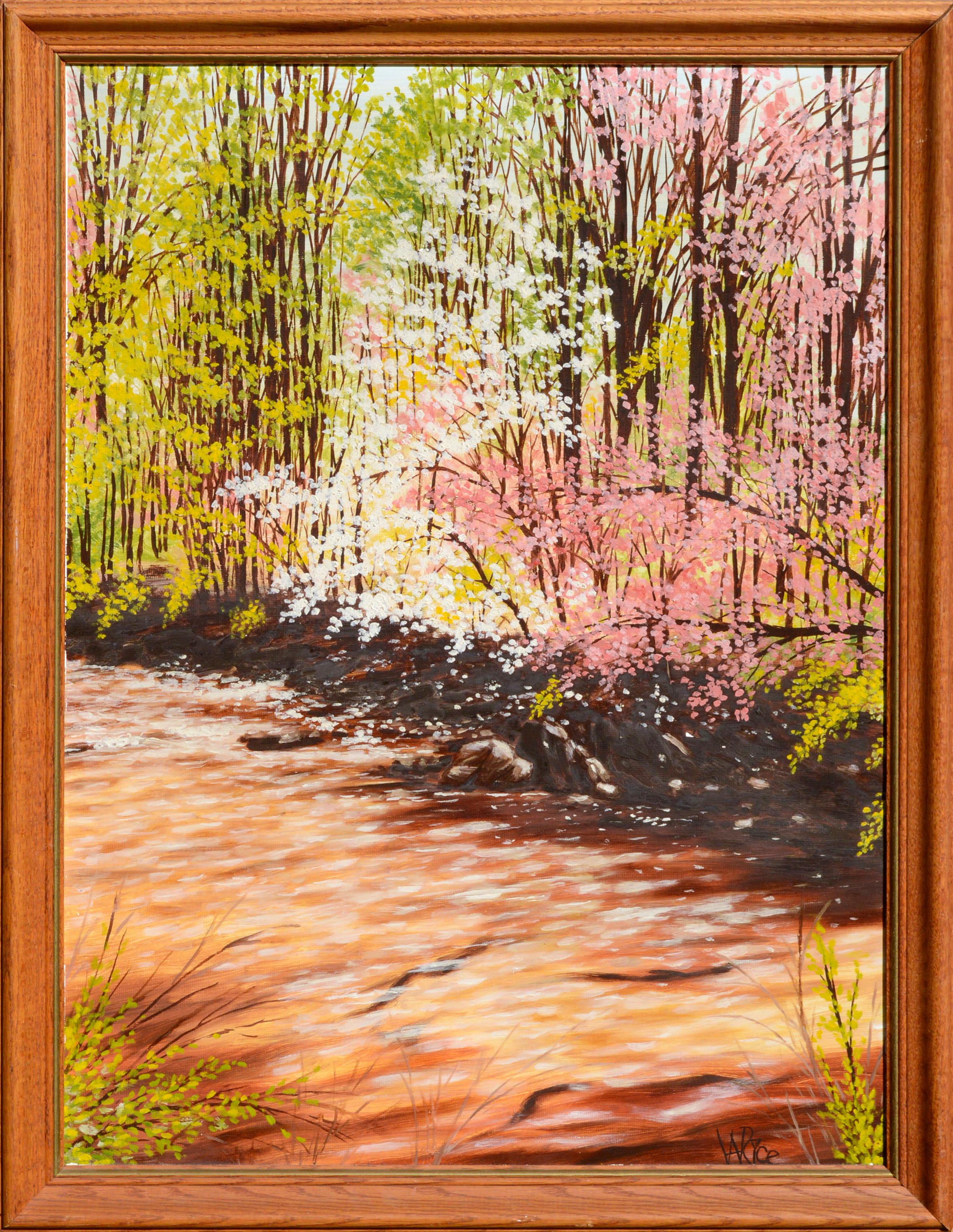 W. A. Rice Landscape Painting - Dogwoods in Bloom - Landscape