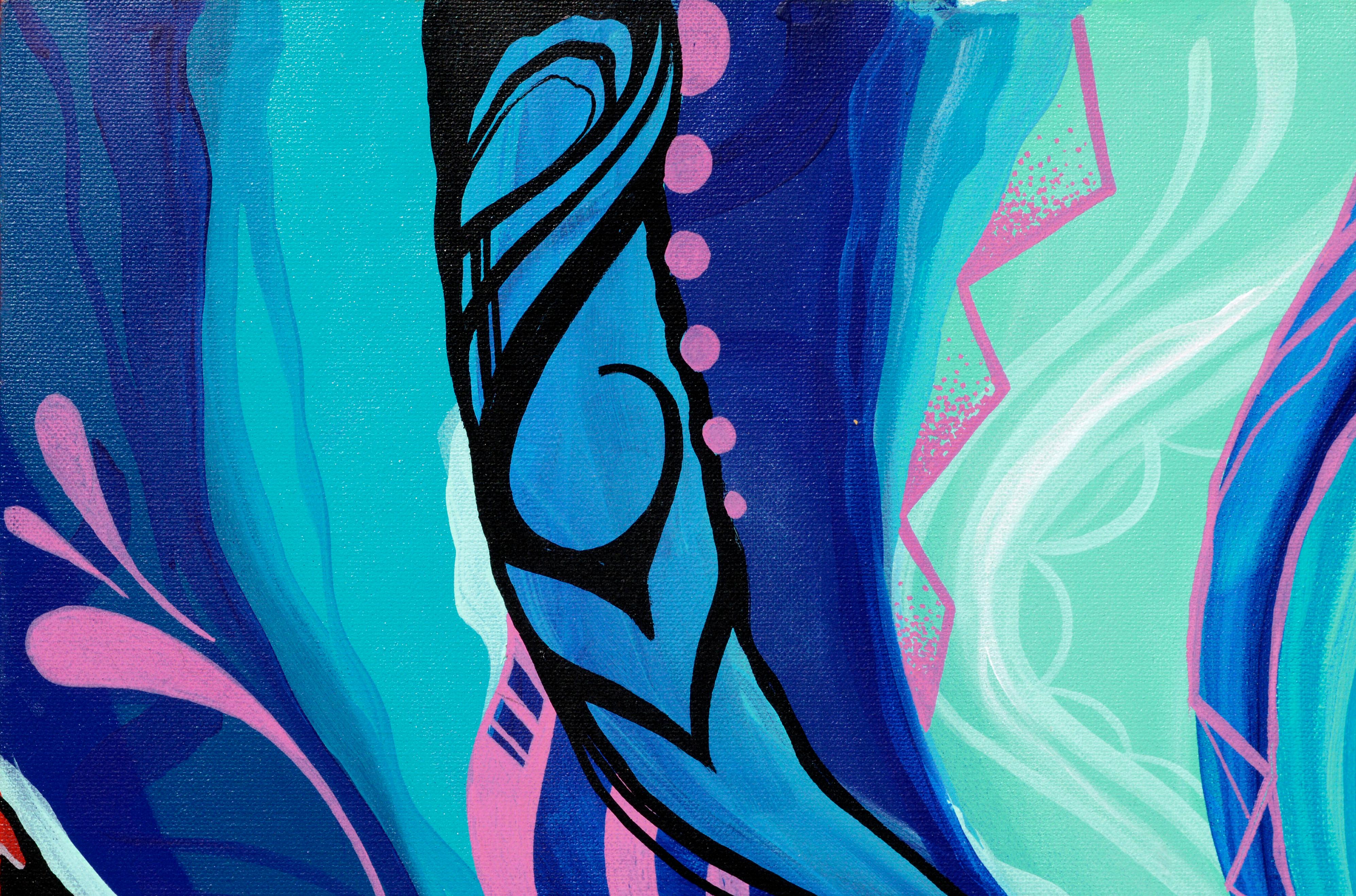 Marte, spirito celeste dorato - Arte visionaria astratta con rosso, blu e oro - Painting Street Art di Tyler Filkins