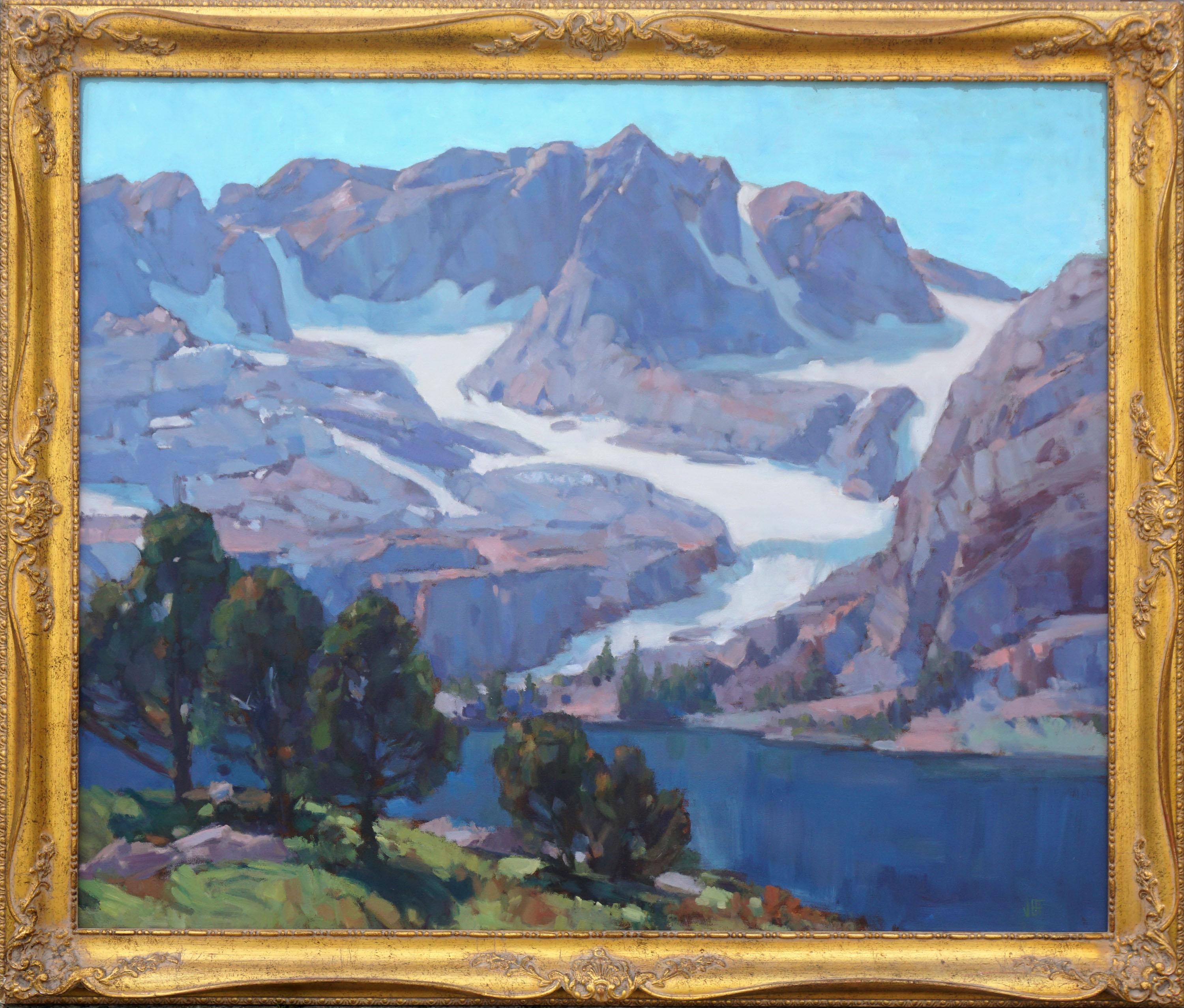 (After) Edgar Payne Landscape Painting - California Plein Air High Sierra Lake in Springtime