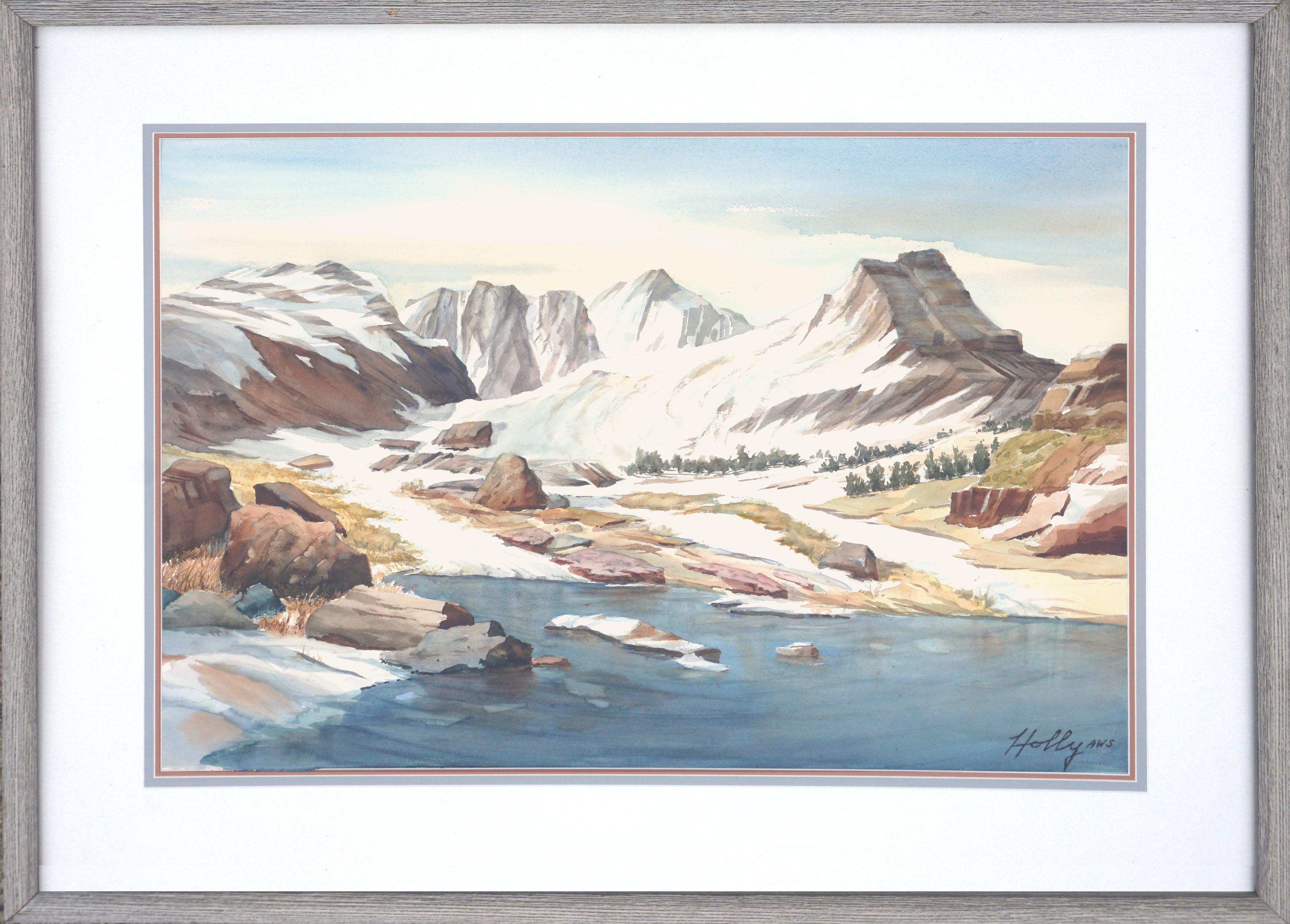 Harold Holly Landscape Painting - High Sierra Lake Watercolor Landscape by Harold E. Holly, AWS