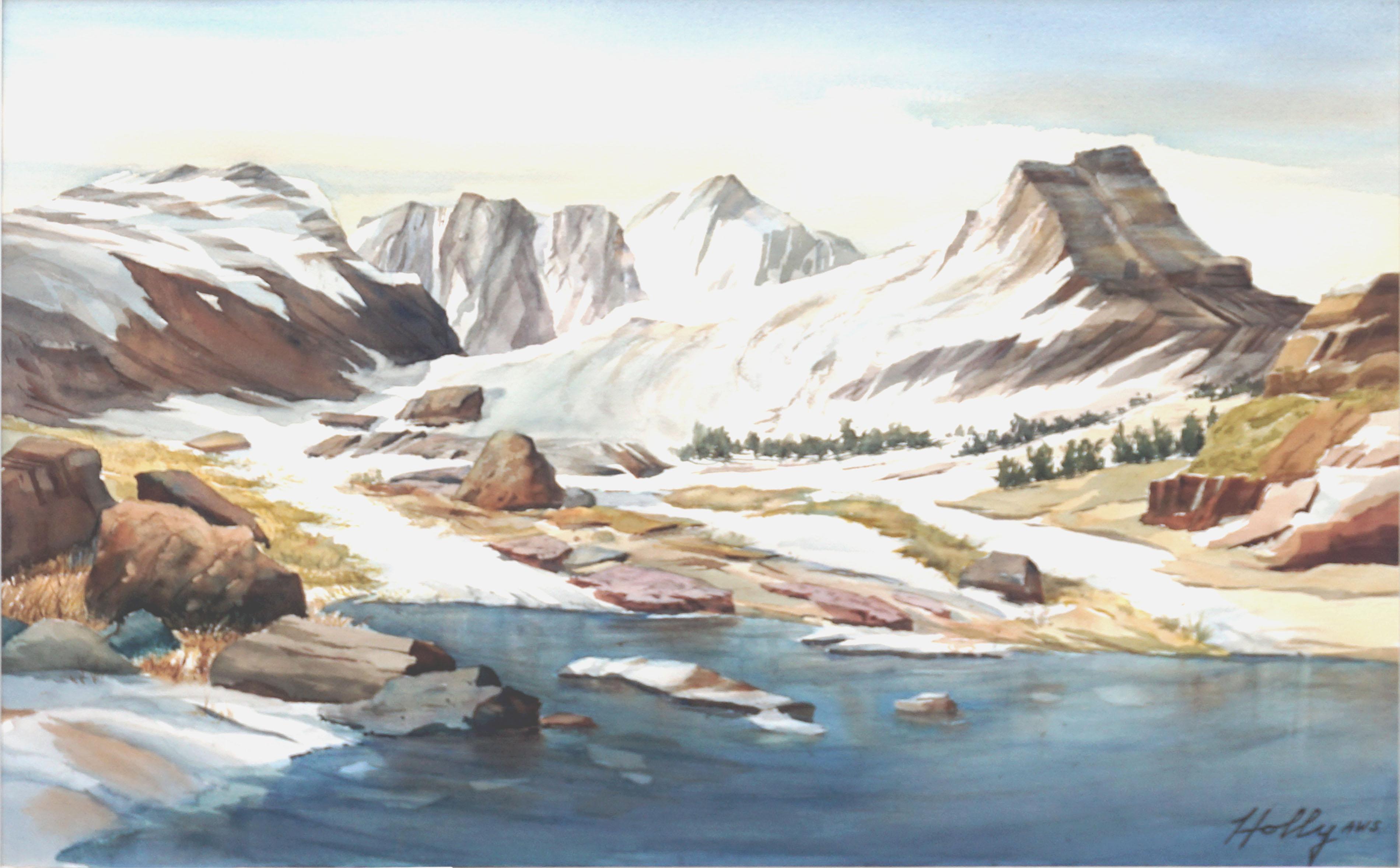 High Sierra Lake Watercolor Landscape by Harold E. Holly, AWS - Painting by Harold Holly