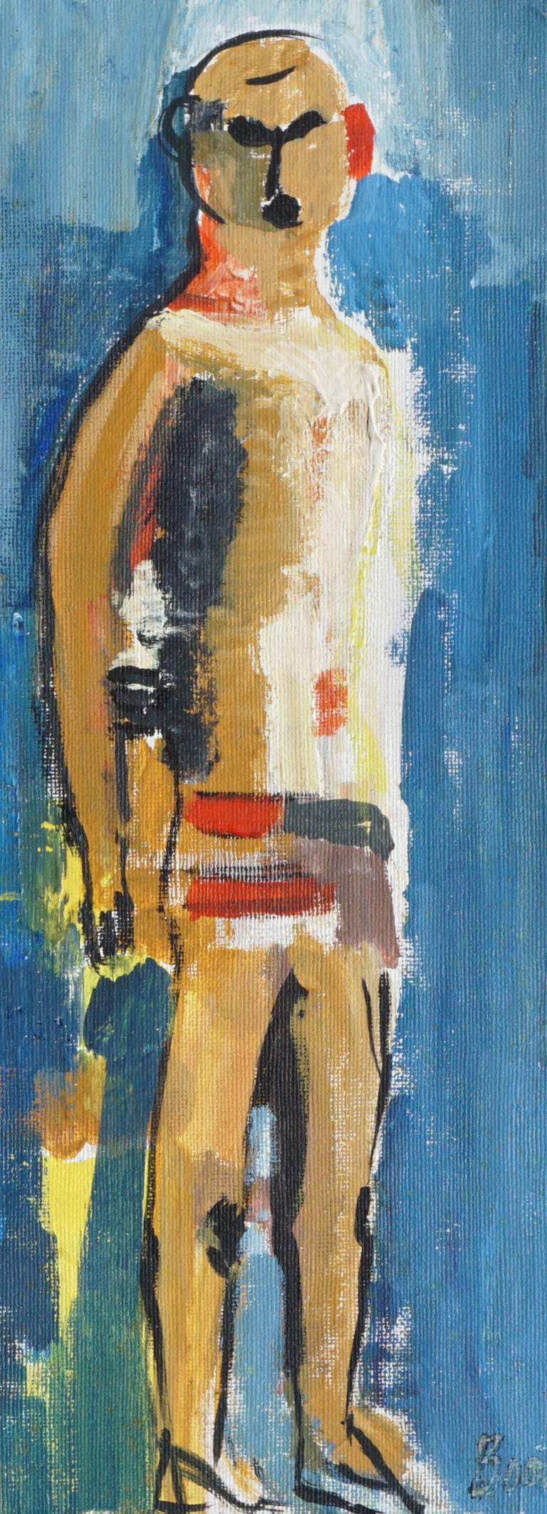 Bathing Suit Couple, Bay Area Figurative Abstract In Style of David Park - Gray Figurative Painting by Boothe