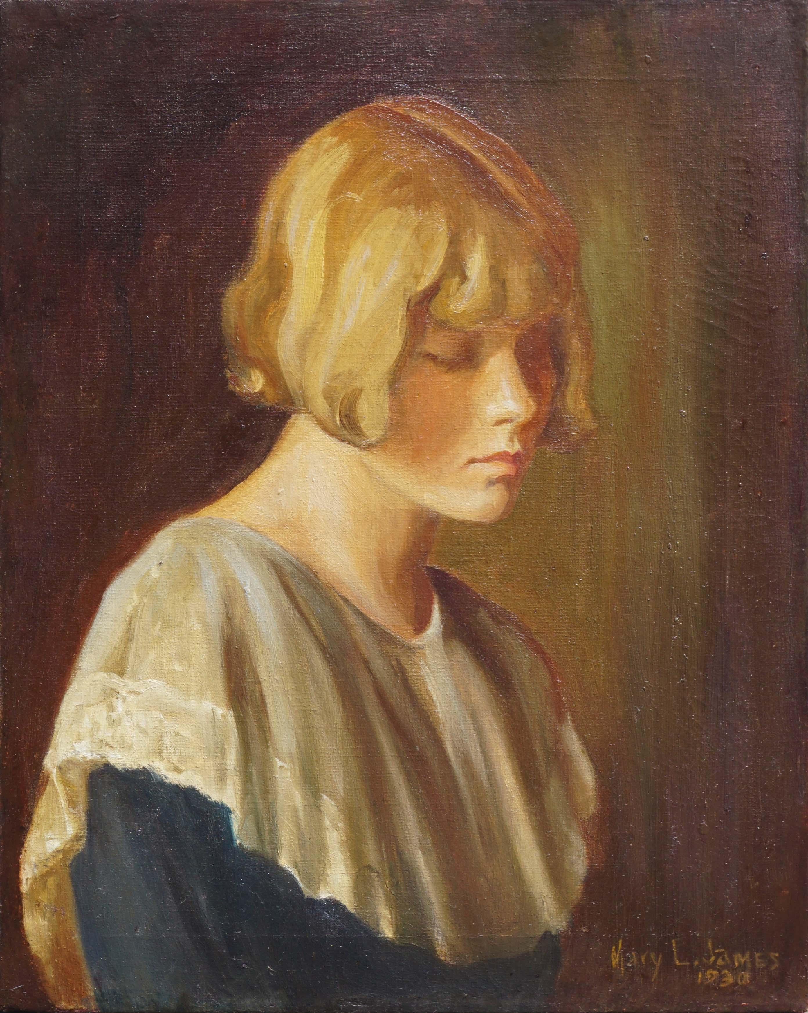 Mary L James Figurative Painting - Portrait of a Young Woman 1930