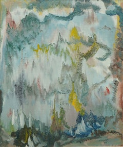 Mid Century Cyan & Yellow iKat Abstract Flow