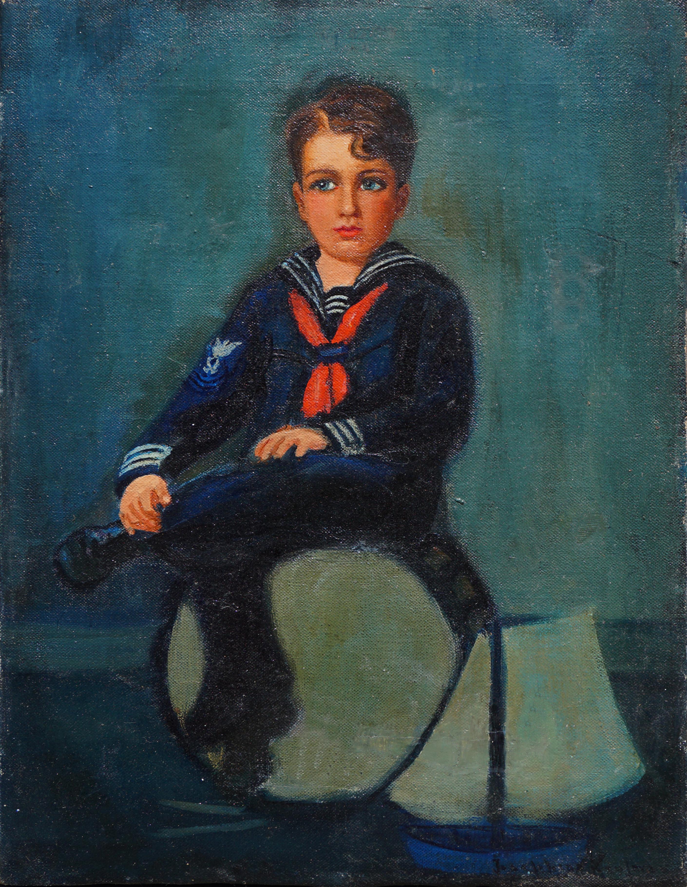 Josephine Kaufmann Portrait Painting – Porträt eines Matrosenjungen aus dem späten 19. Jahrhundert