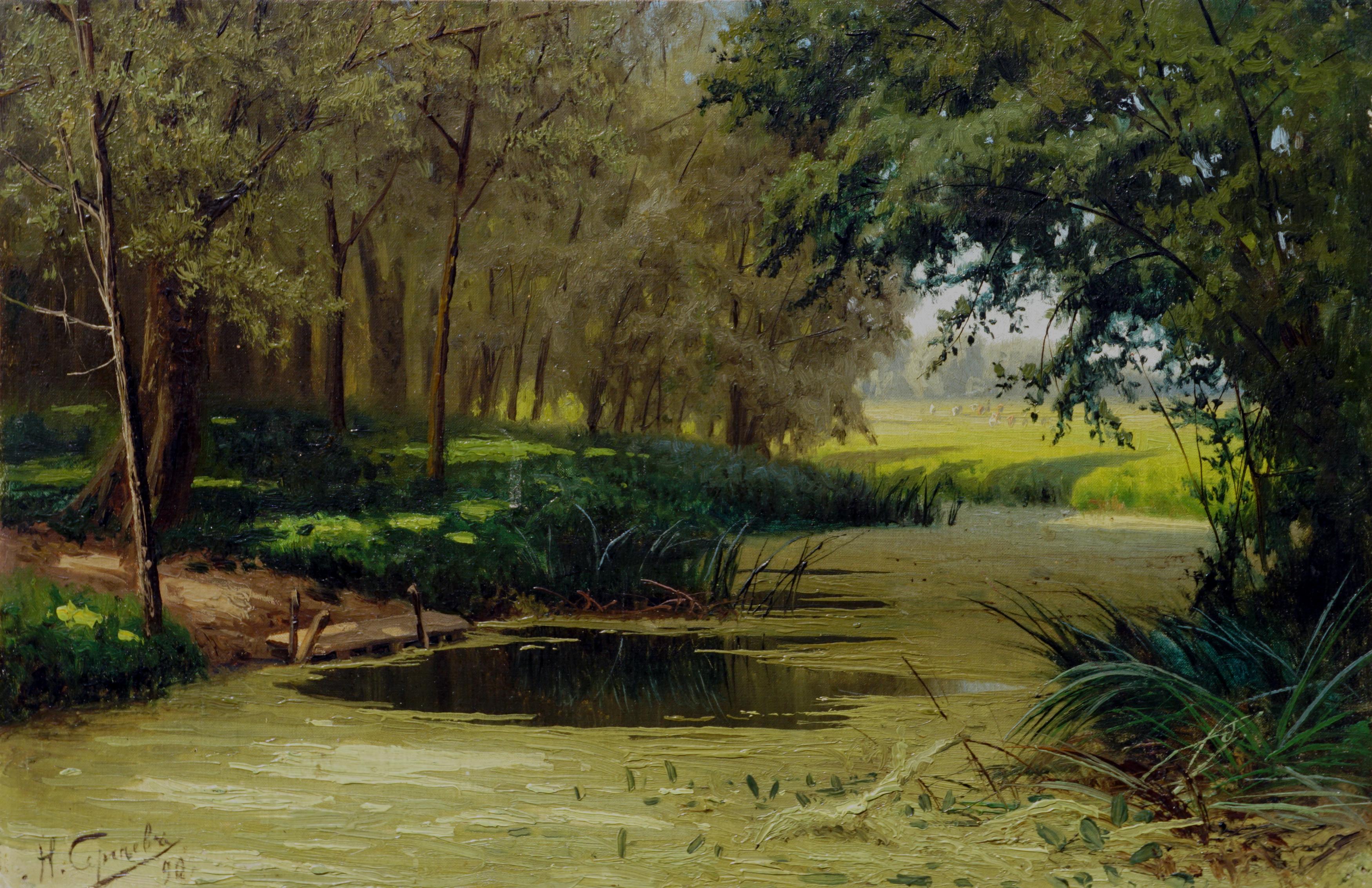 Shady Stream - Late 19th Century Bucolic Landscape