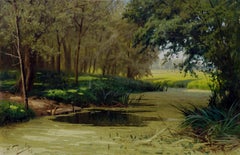 Shady Stream - Late 19th Century Bucolic Landscape