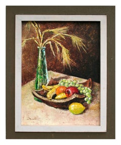 Mid Century Modern Wheat & Fruit Still-Life