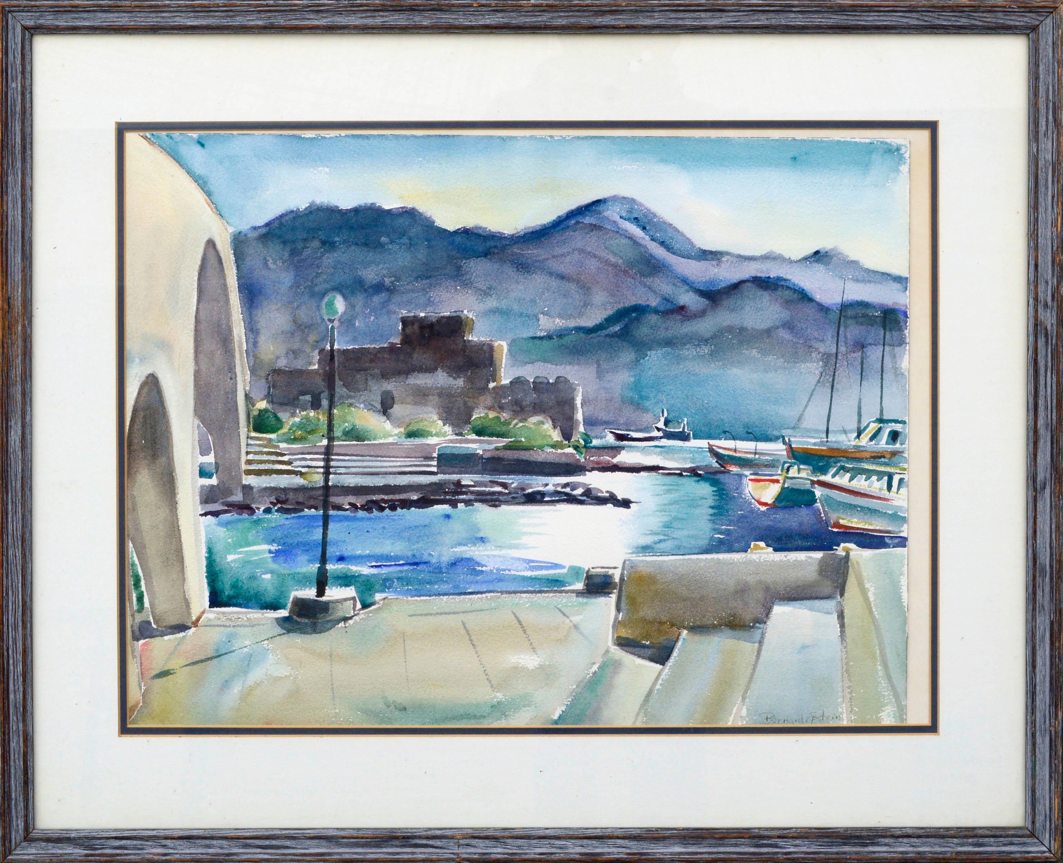 Bernard Epstein Landscape Art – Londoner Hafenansicht Londoner Brücke, Stadtansicht des Lake Havasu 