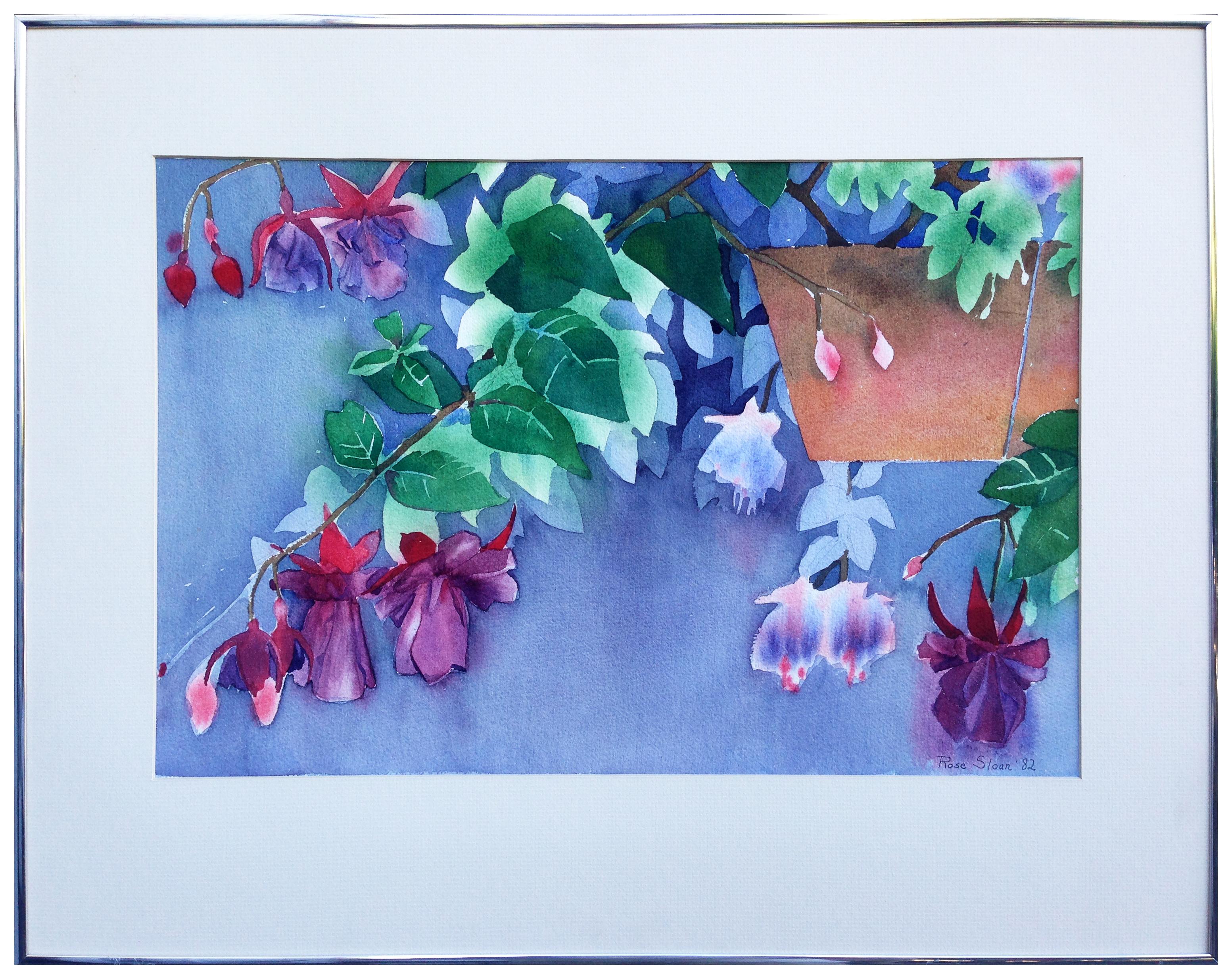 Rose Sloan  Landscape Painting – Hängendes Fuchsia-Stillleben 