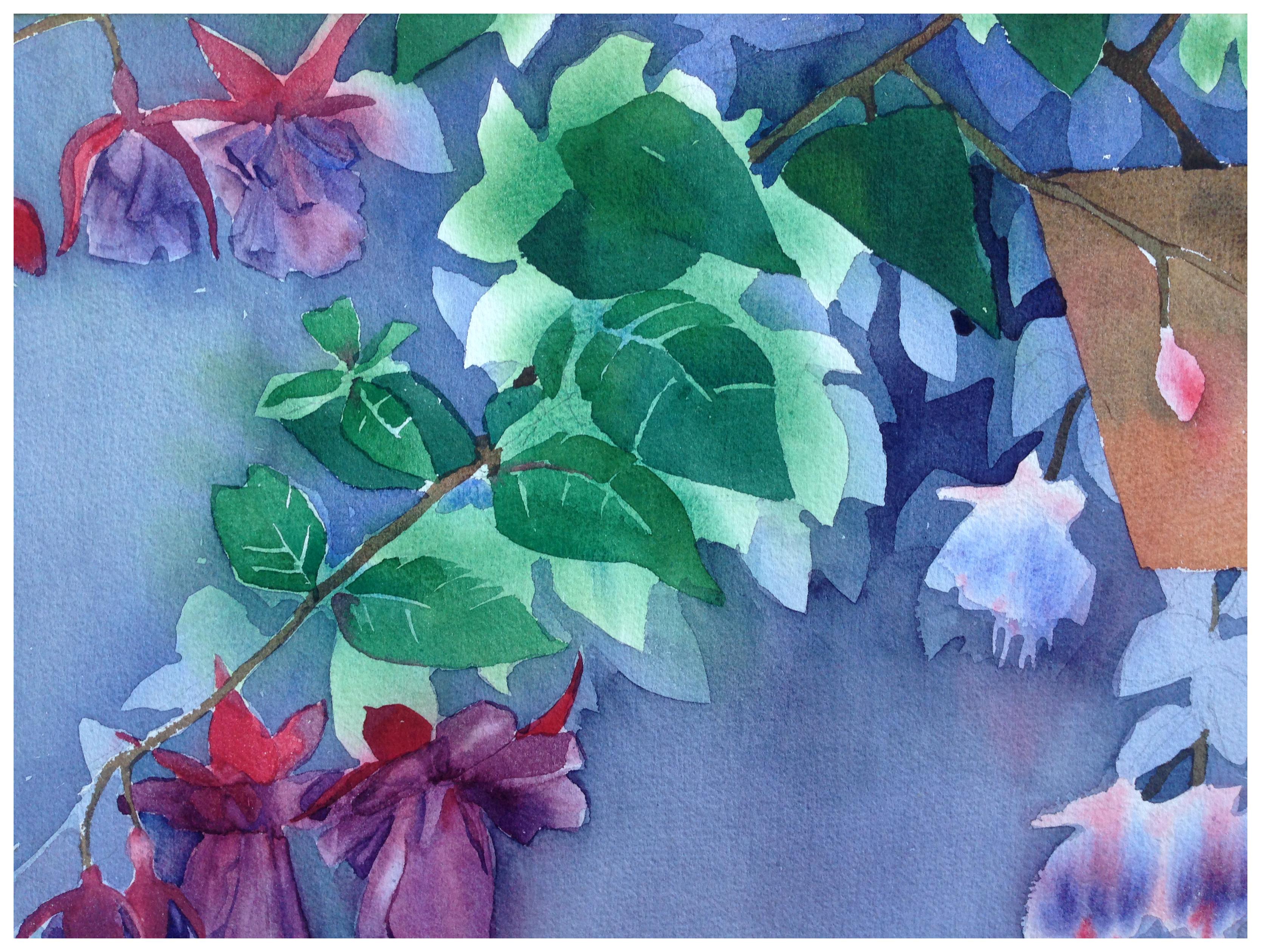 Hängendes Fuchsia-Stillleben  (Amerikanischer Impressionismus), Painting, von Rose Sloan 