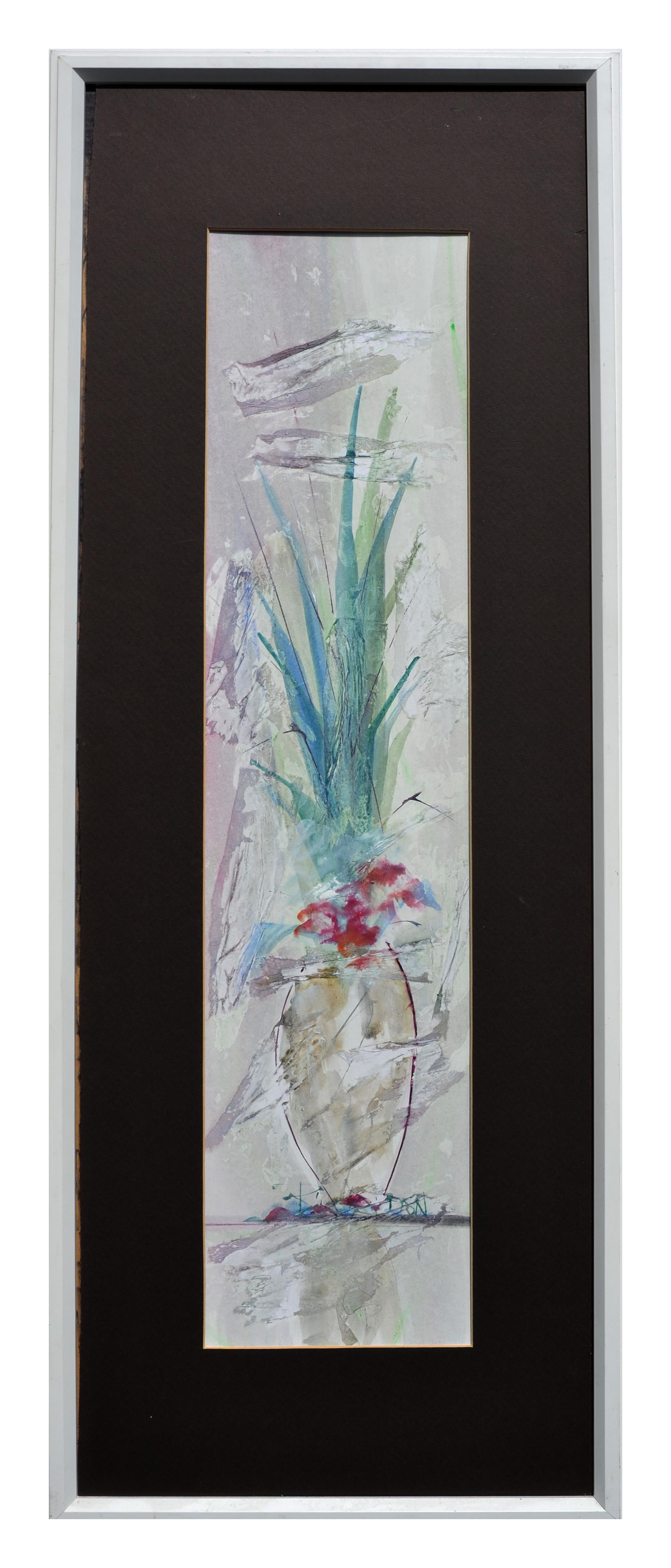 Still-Life Painting Bill Richardson - Fleur et vase vertical, nature morte abstraite