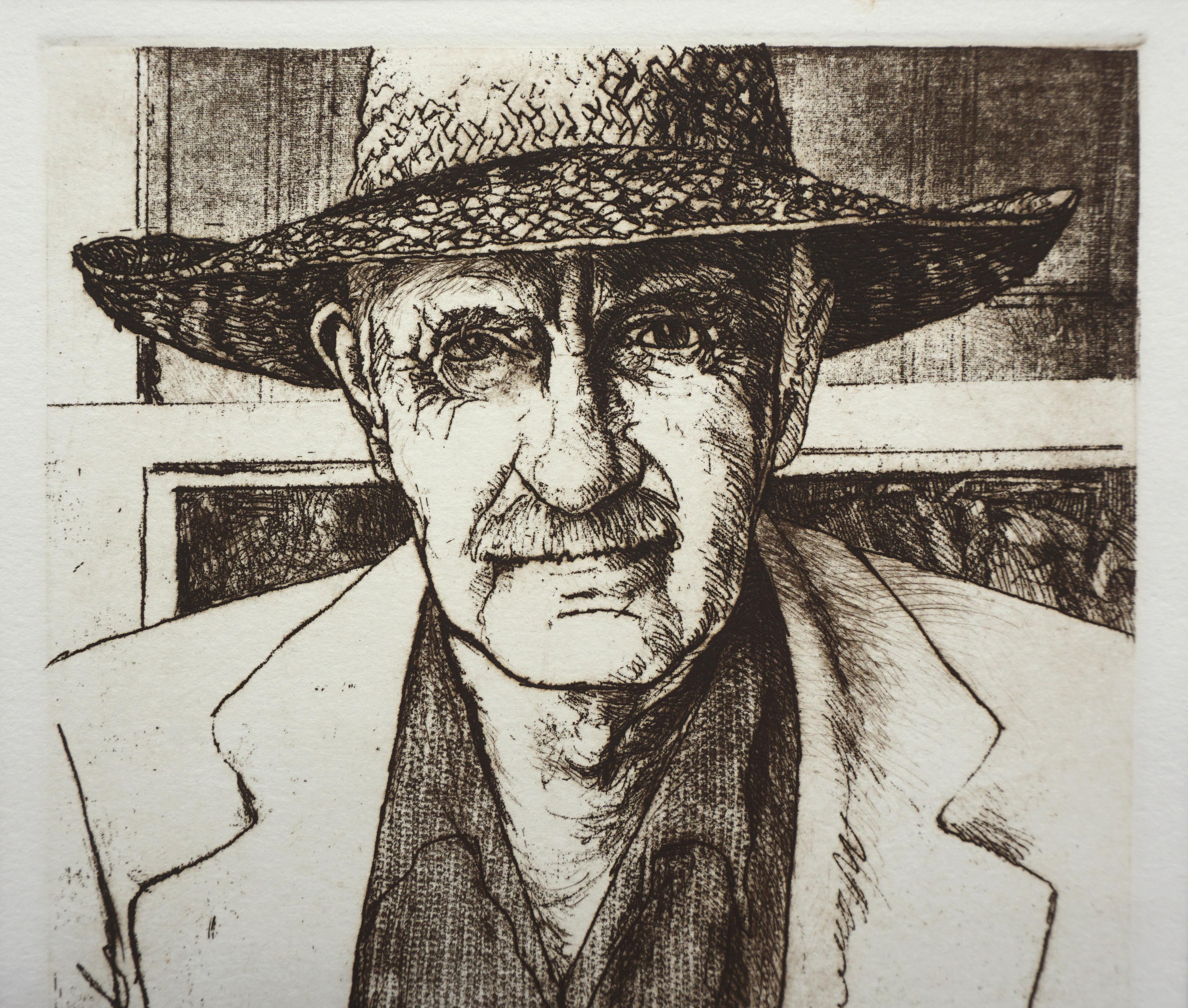 Portrait de l'artiste de Carmel Sam Colburn, lithographie réaliste en édition limitée signée  - Réalisme Print par Jack Coughlin