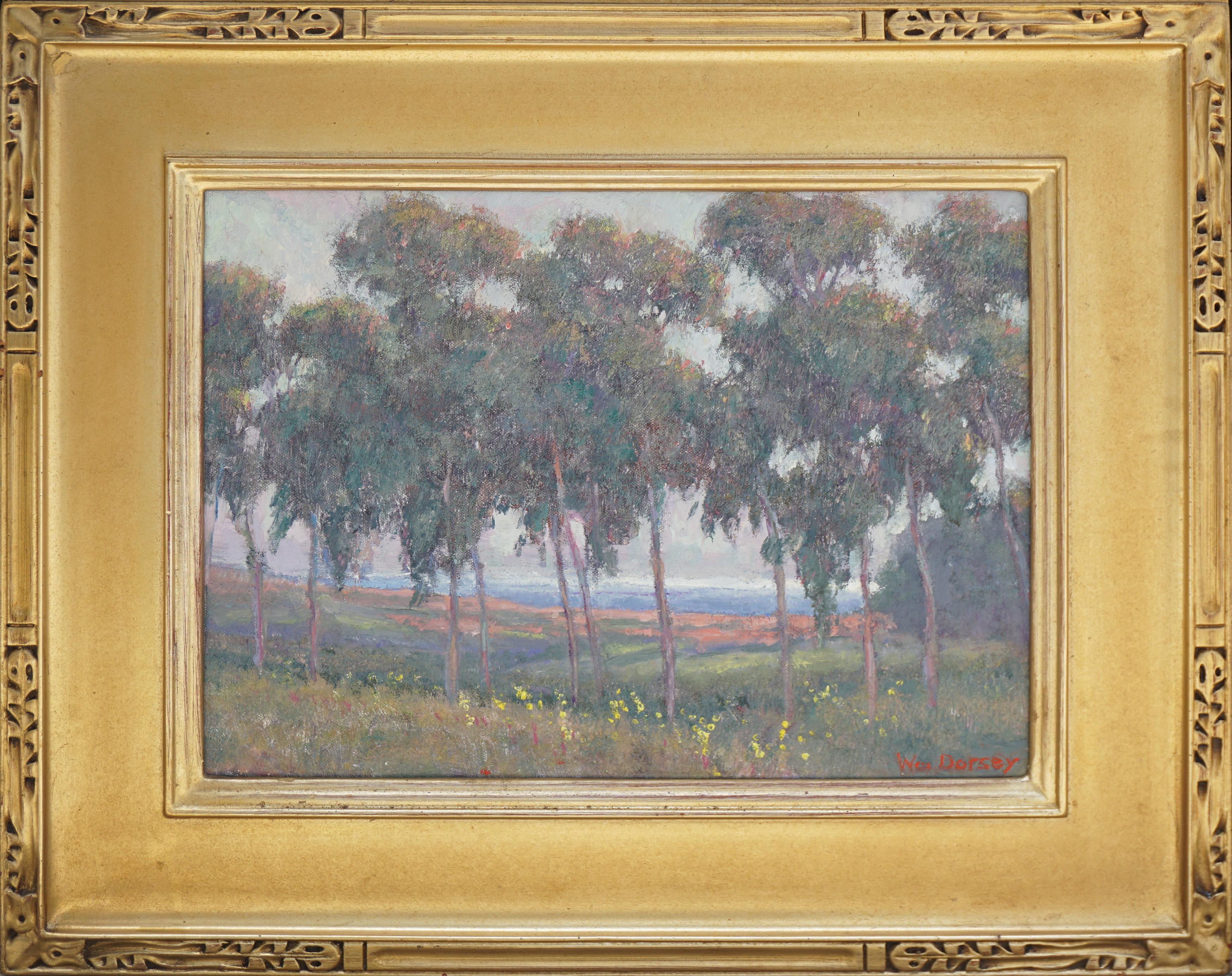 William Dorsey Landscape Painting - Eucalyptus Flower Field Coastal Landscape 