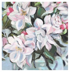 Mid Century Roses and Apple Blossoms Floral Still Life